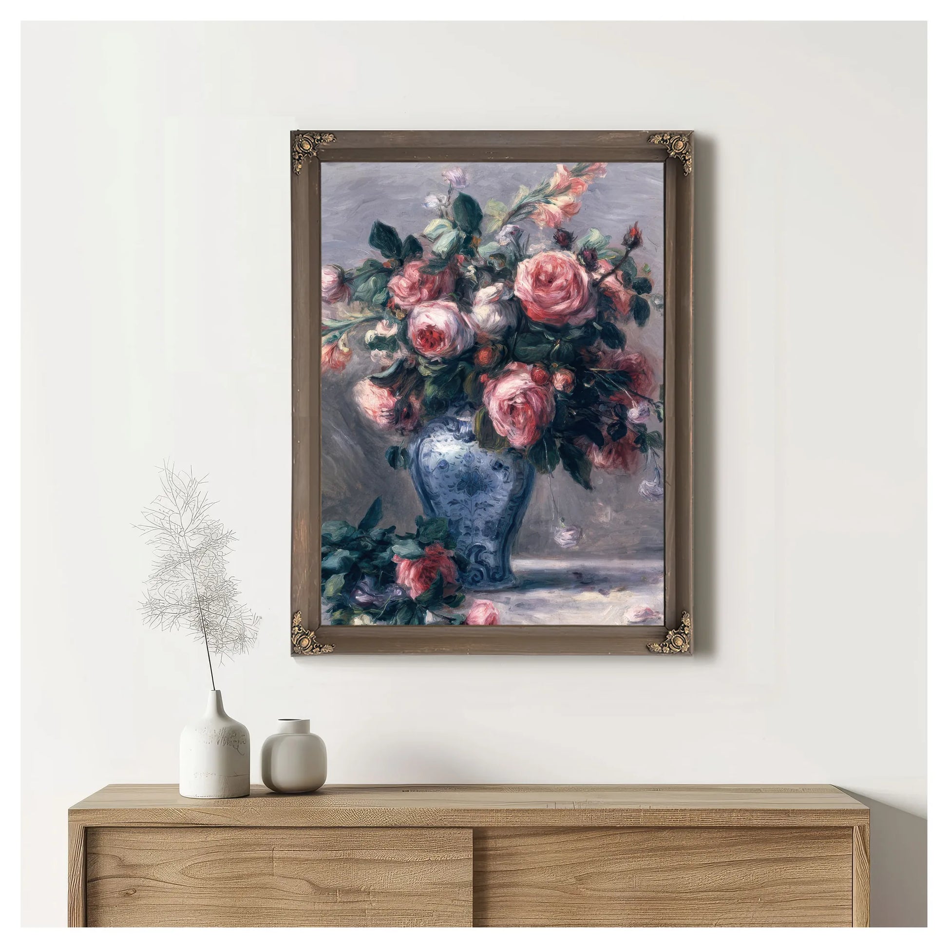 Vase Of Roses By Pierre Auguste Renoir Fine Art Print