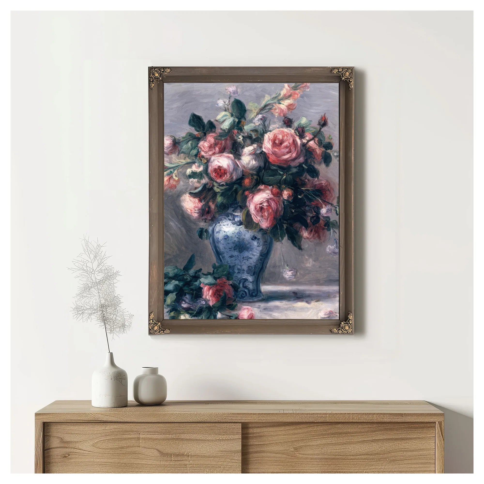 Vase Of Roses By Pierre Auguste Renoir Fine Art Print