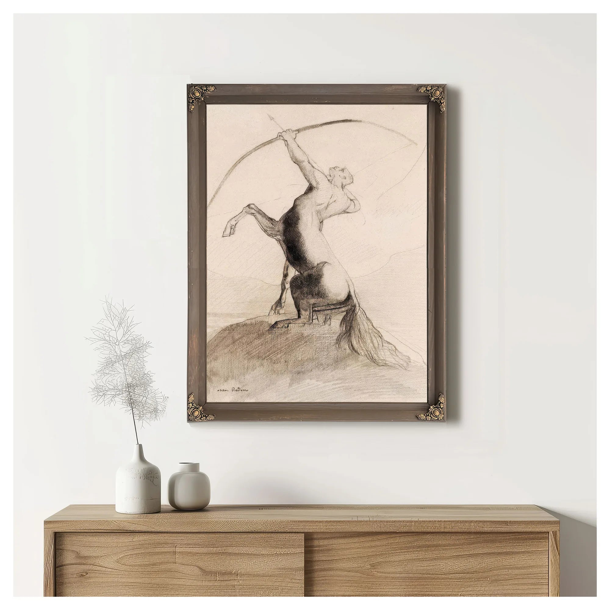 Centaur Aiming At The Clouds By Odilon Redon Fine Art Print