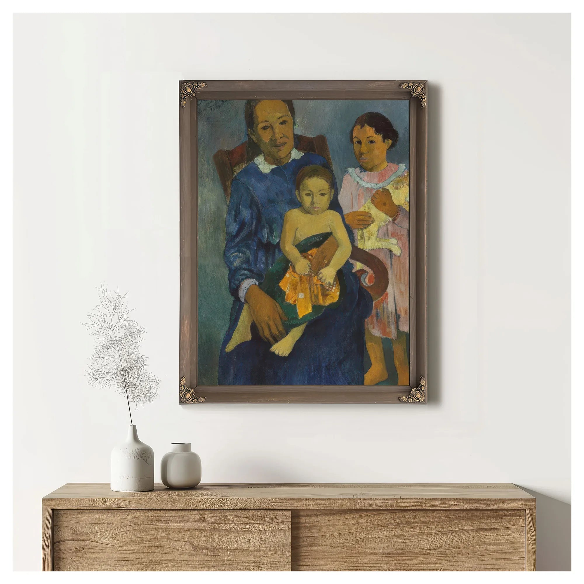 Polynesian Woman With Children By Paul Gauguin Fine Art Print