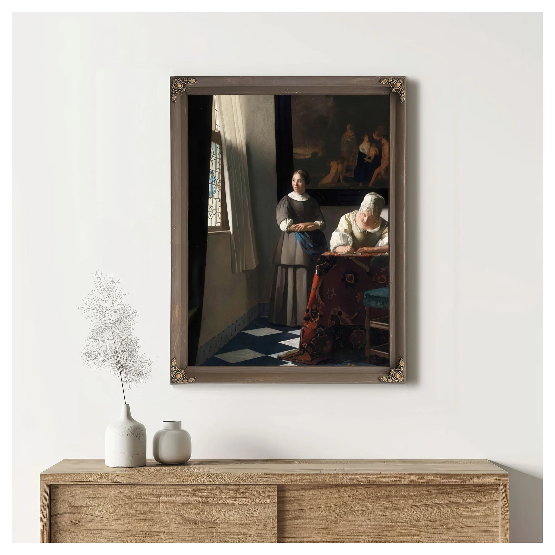 A Woman Writing A Letter With Her Maidservant 1671 By Johannes Vermeer Fine Art Print