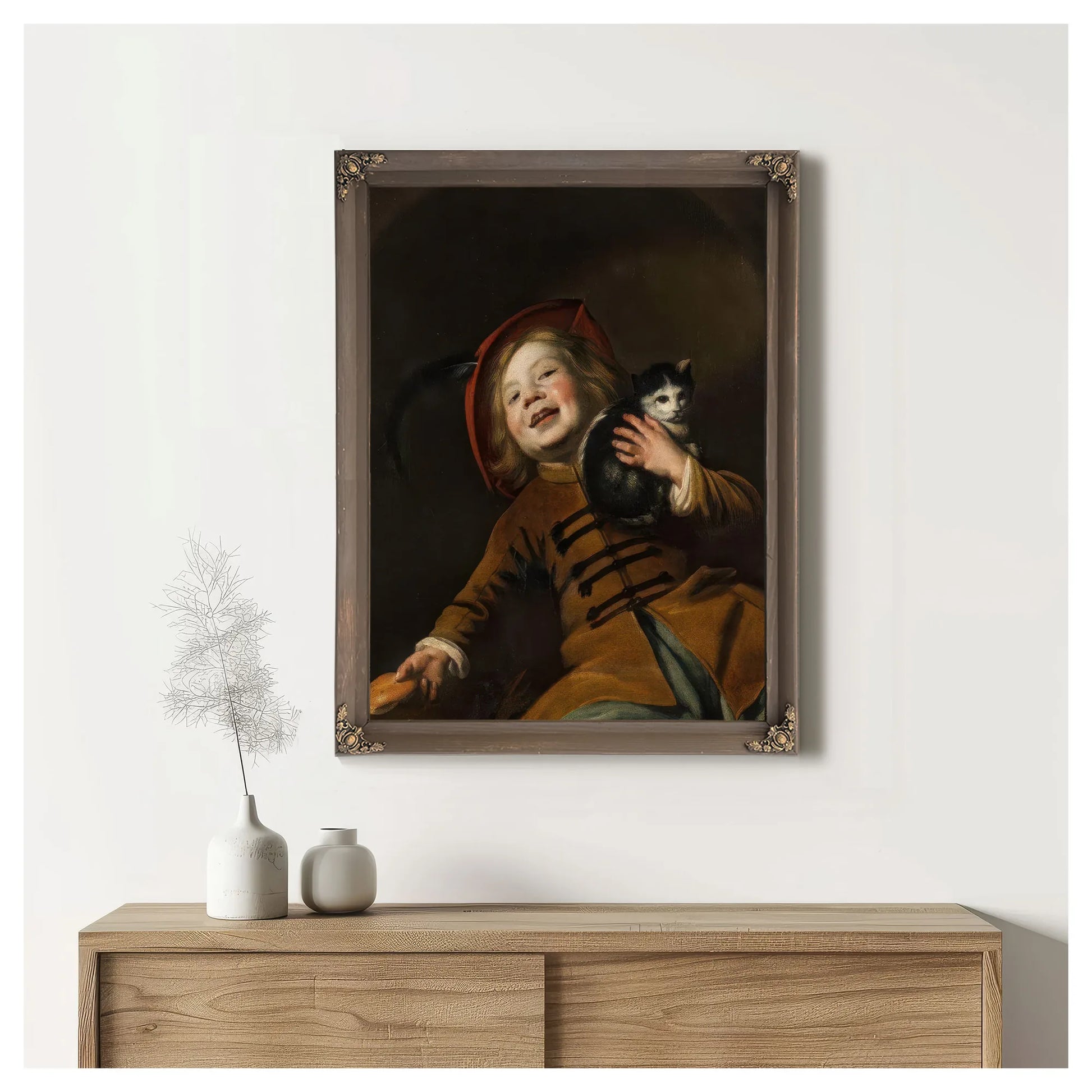 Boy With A Cat Red Hat And A Piece Of Bread 1630 By Judith Leyster Fine Art Print