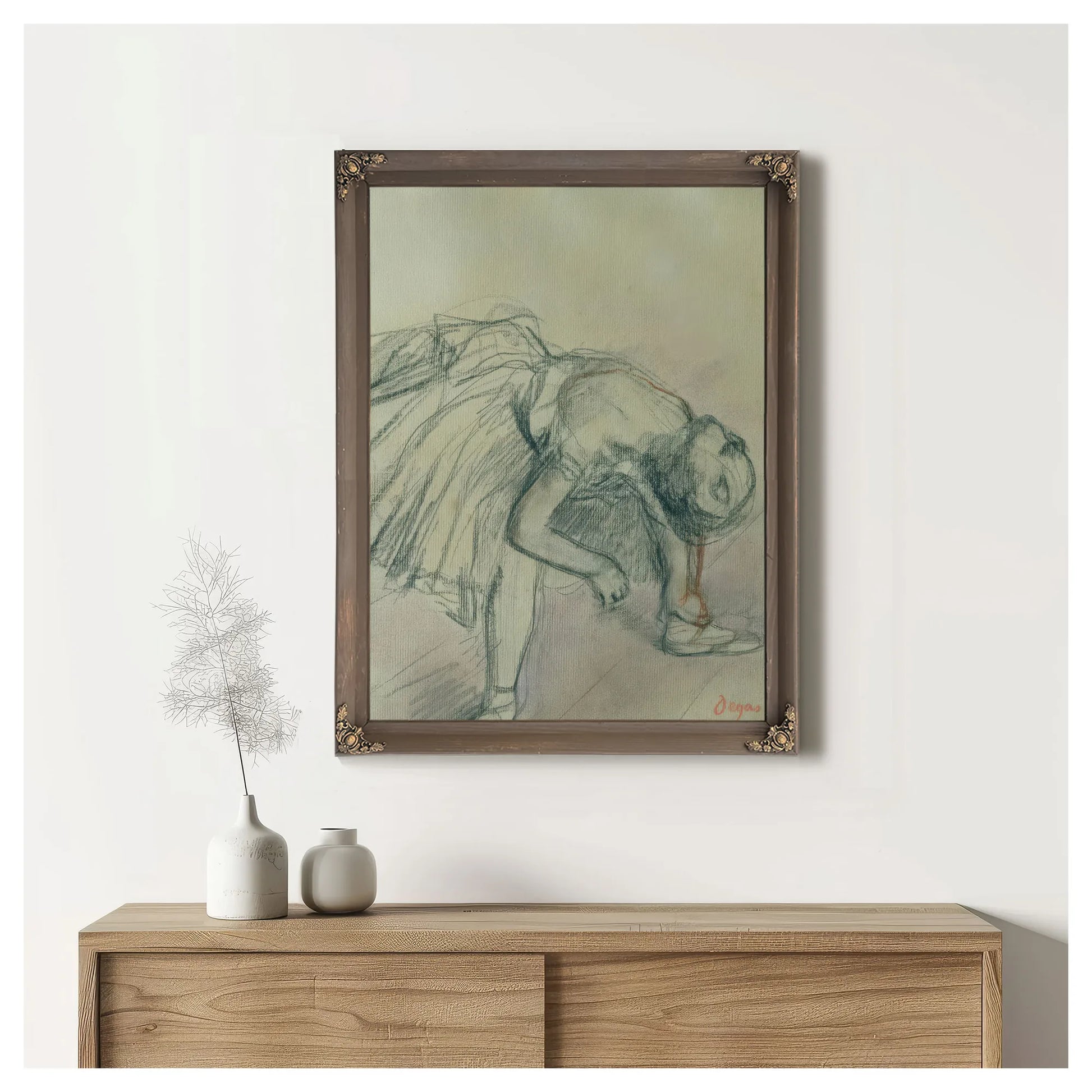 Dancer Fixing Her Slipper By Edgar Degas Fine Art Print