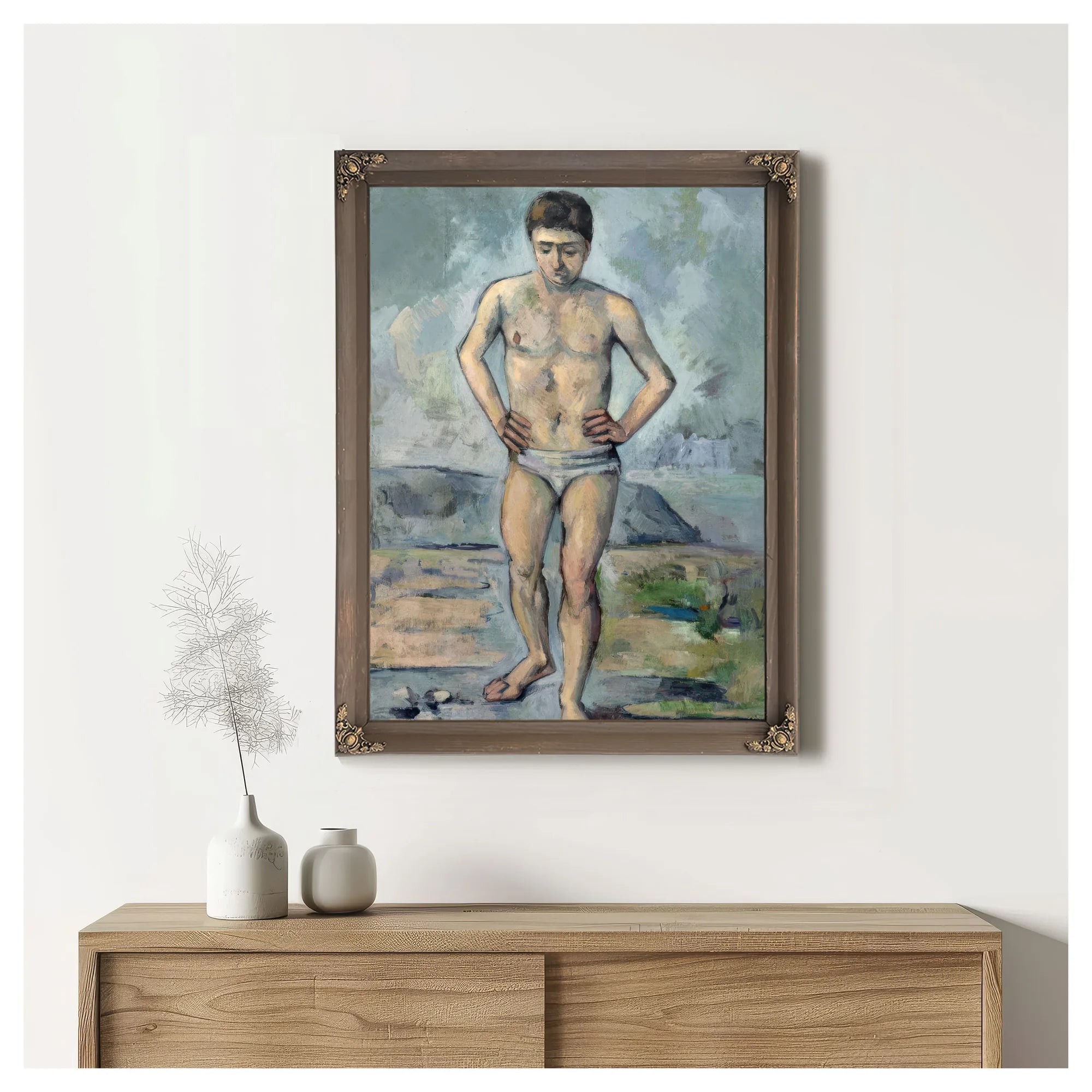 Le Grand Baigneur (The Large Bather) By Paul Cezanne Fine Art Print