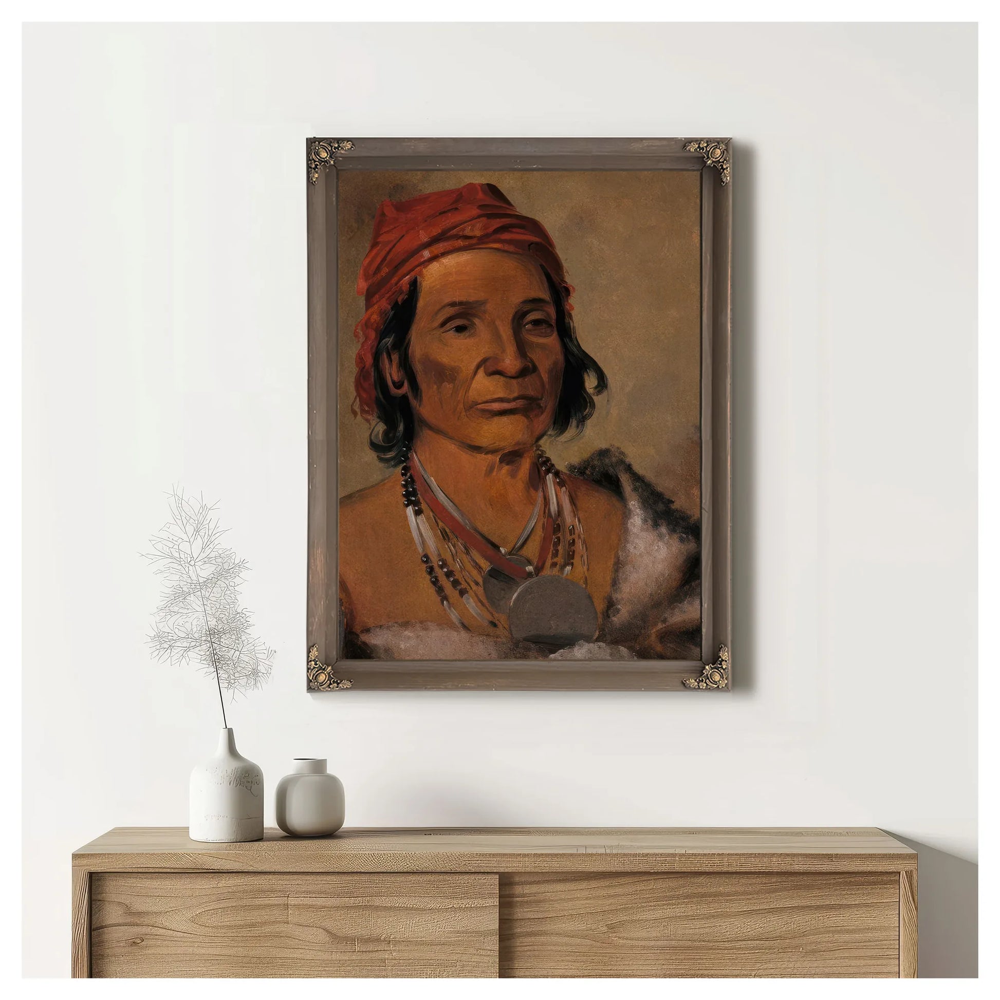 Deep Lake, An Old Chief By George Catlin Fine Art Print