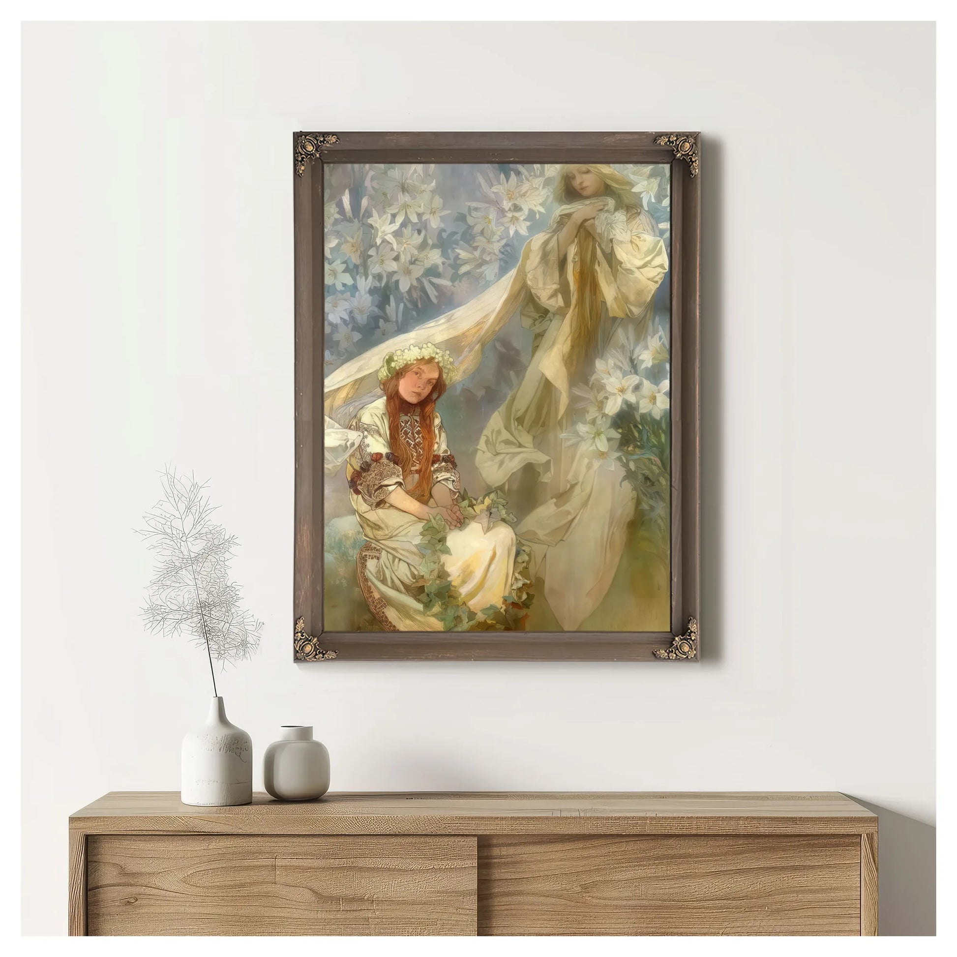 Madonna Of The Lilies By Alphonse Mucha Fine Art Print