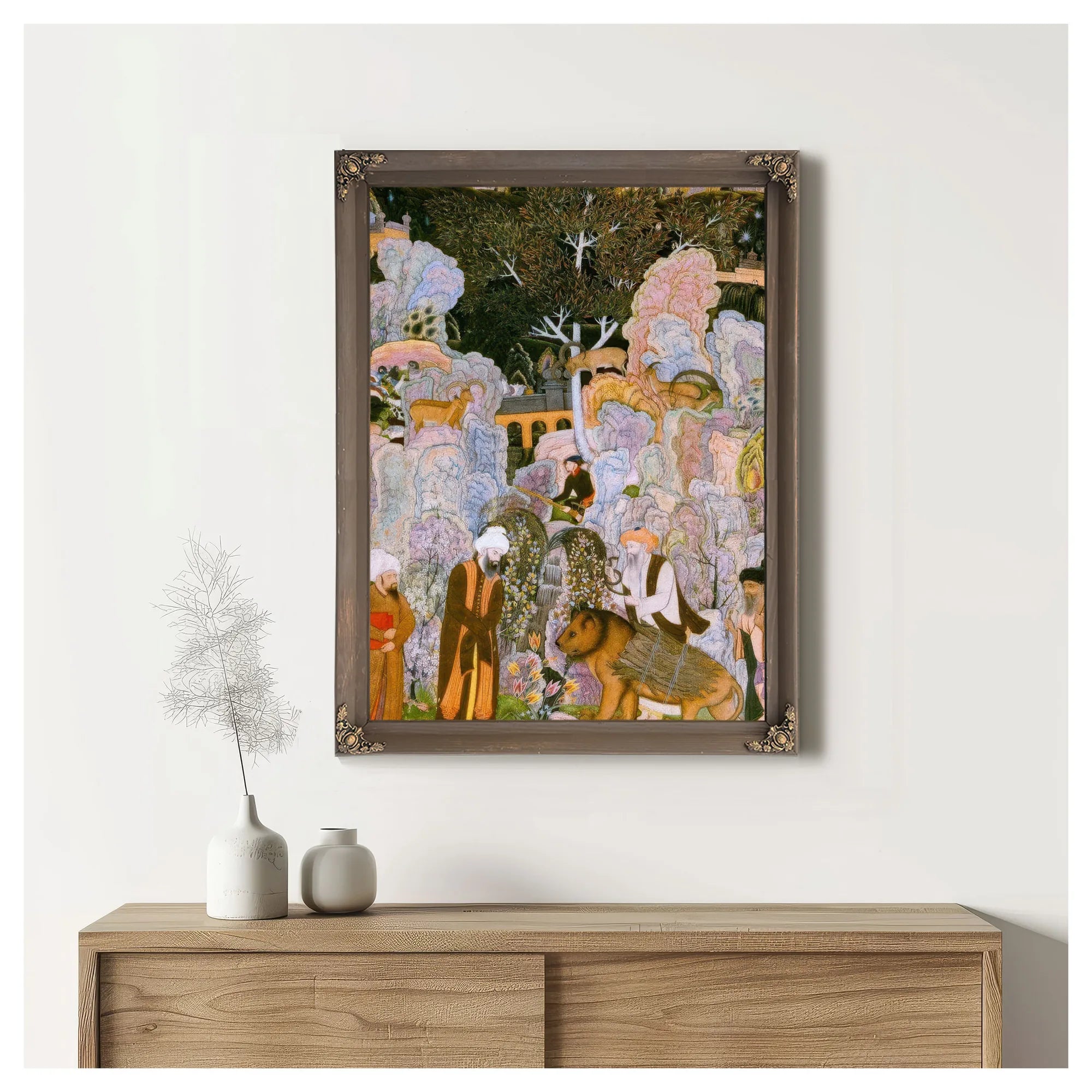 Sufis In A Landscape 1601 G By Farrukh Beg Fine Art Print