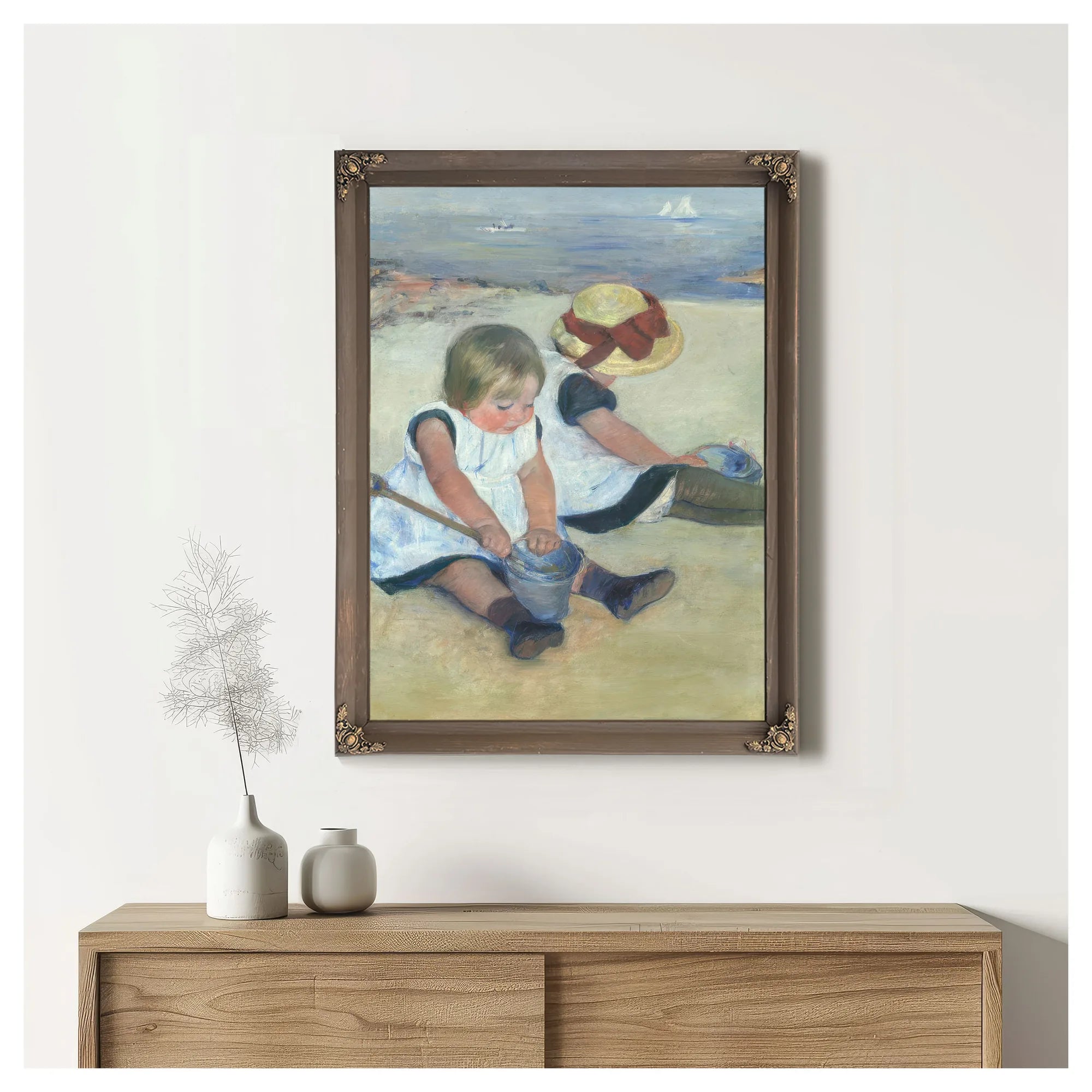 Children Playing On The Beach By Mary Cassatt Fine Art Print