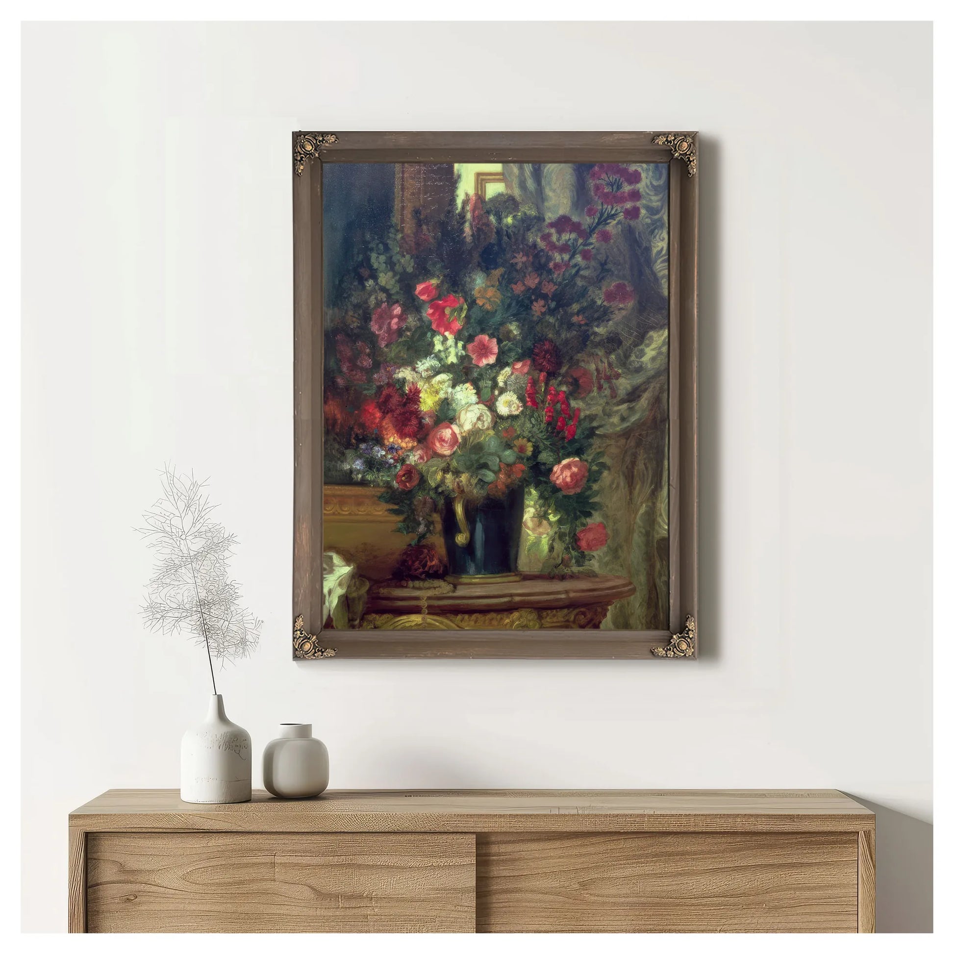 Vase Of Flowers On A Console By Ferdinand Victor Eugene Delacroix Fine Art Print
