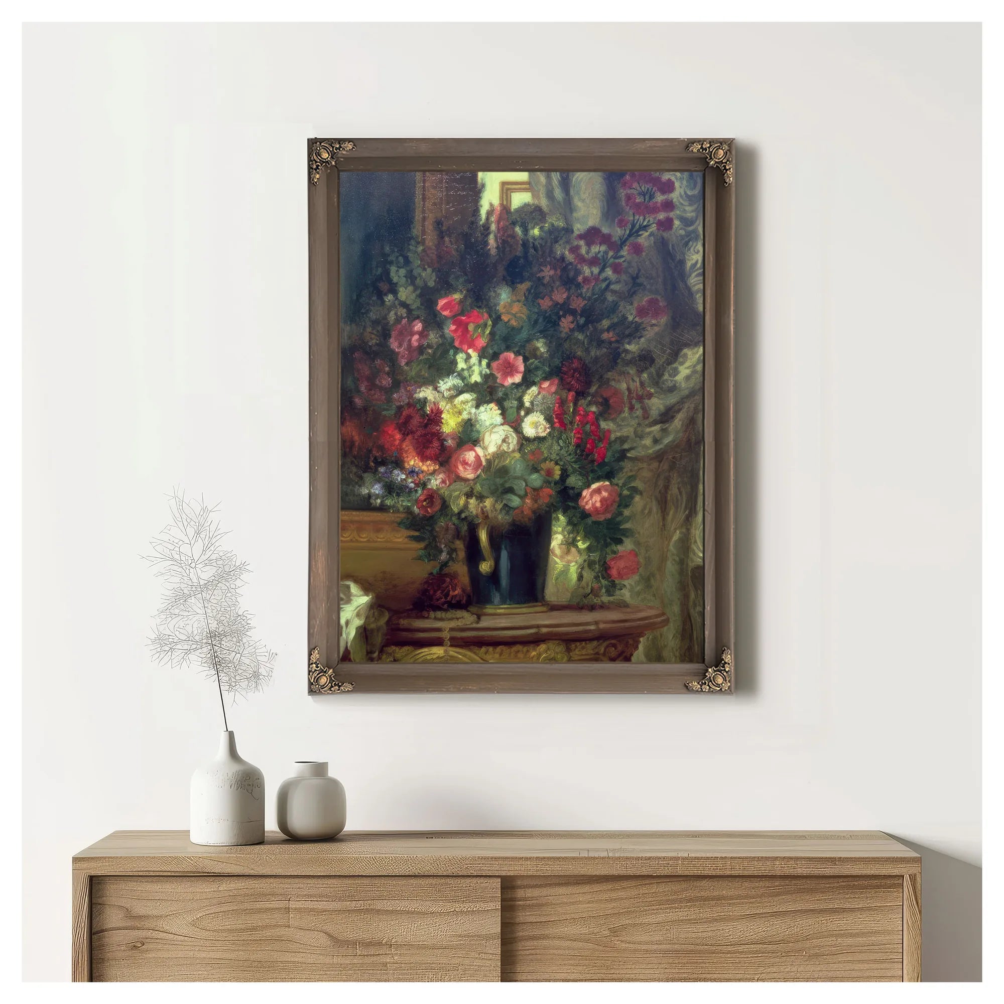 Vase Of Flowers On A Console By Ferdinand Victor Eugene Delacroix Fine Art Print