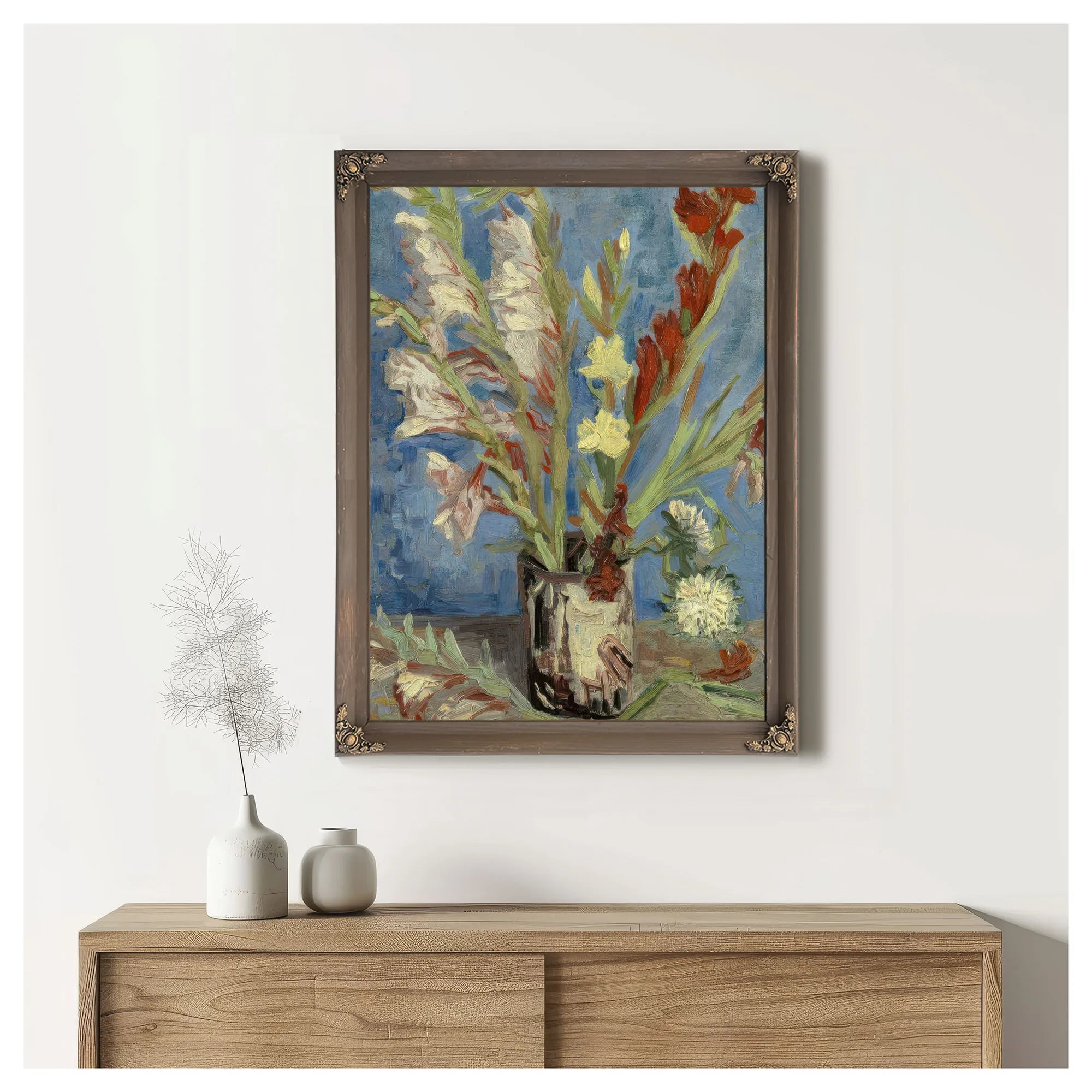 Vase With Gladioli And Chinese Asters By Vincent Van Gogh Fine Art Print