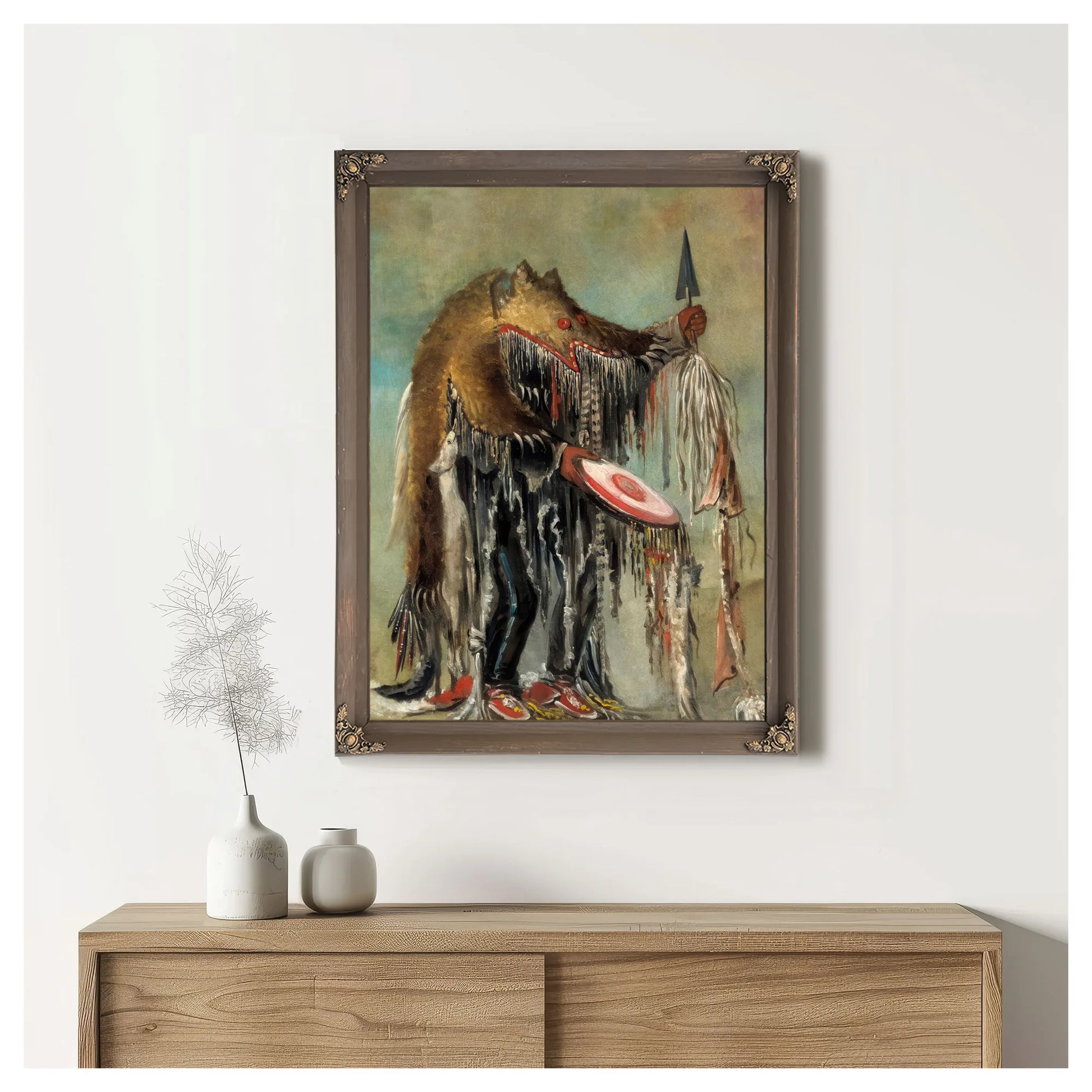Medicine Man, Performing His Mysteries Over A Dying Man By George Catlin Fine Art Print
