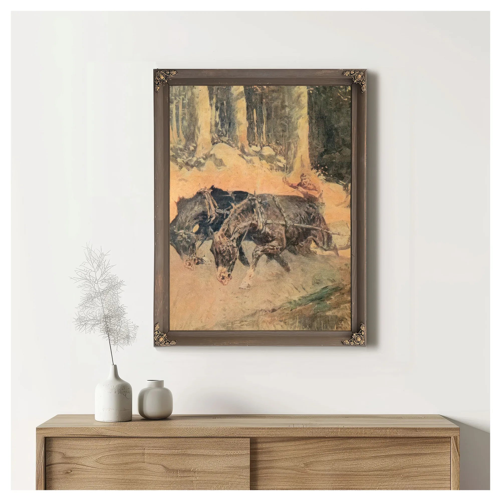Snaking Logs To The Skidway By Frederic Remington Fine Art Print