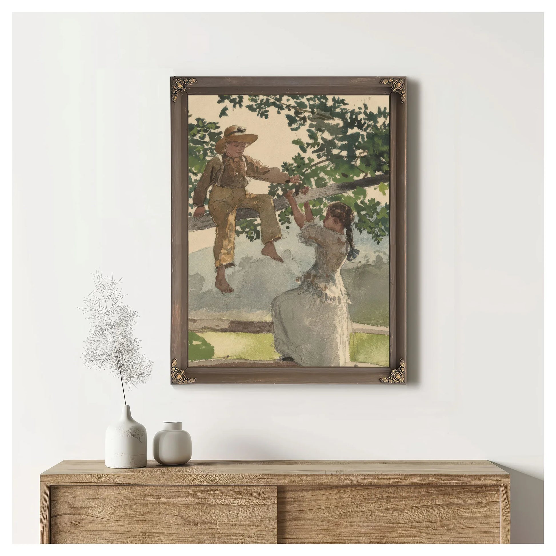 On The Fence By Winslow Homer Fine Art Print