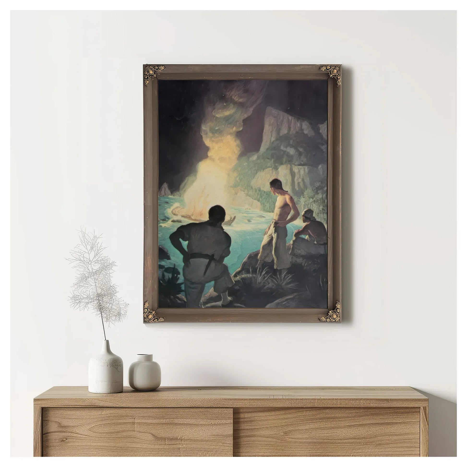 She Makes A Grand Light (The Burning Of The Bounty) By NC Wyeth Fine Art Print