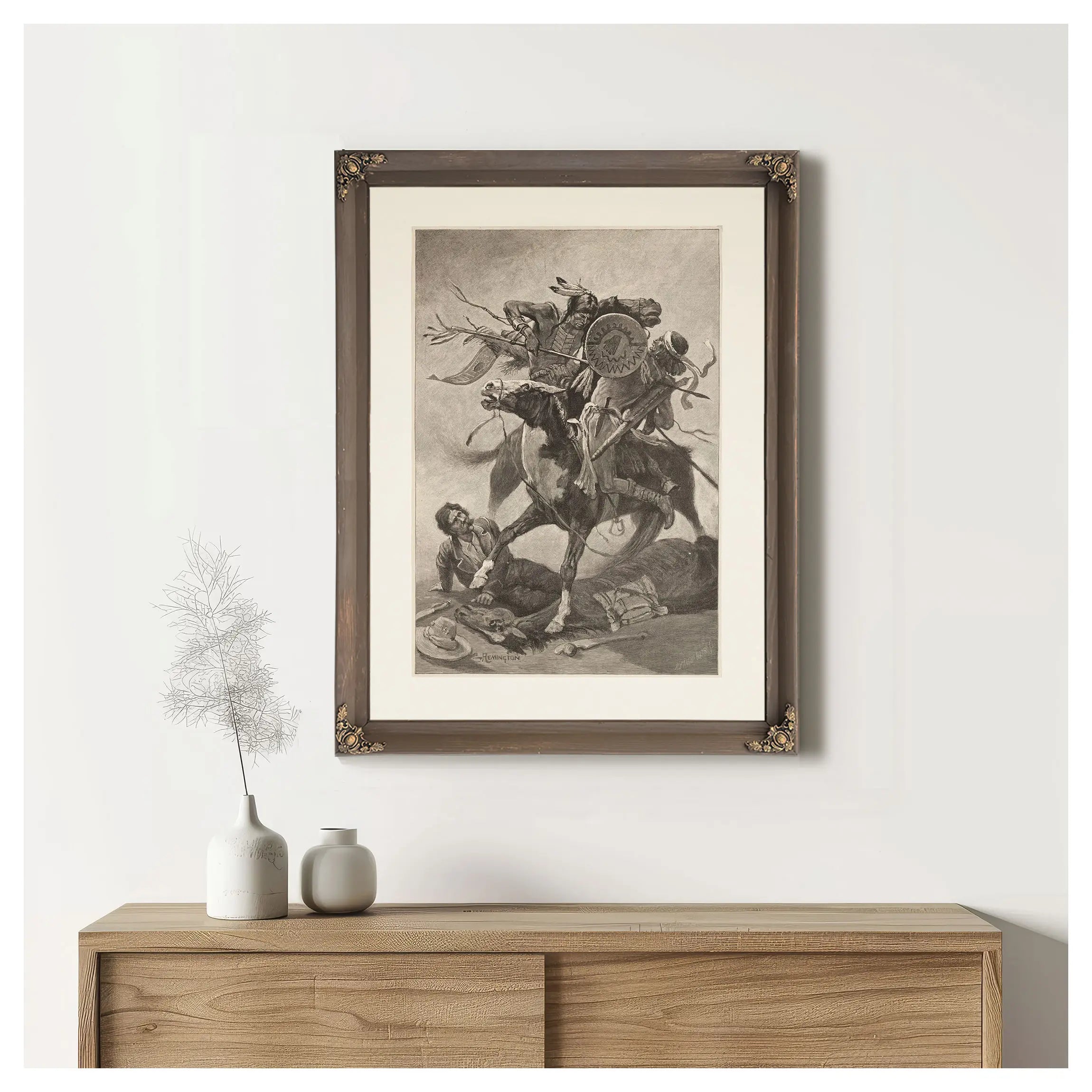 Thrust His Lance Through His Body And Rode Him Down by Frederic Remington