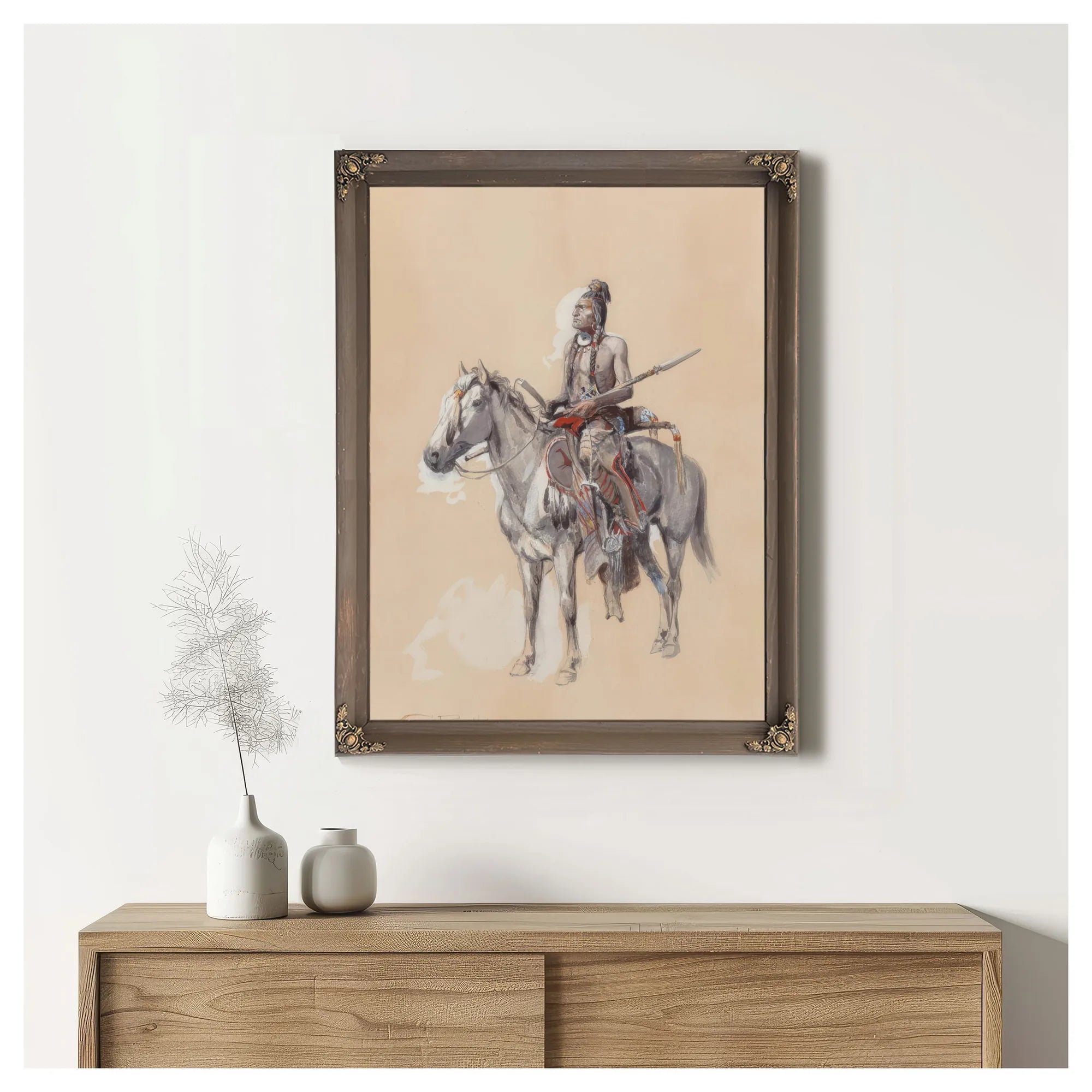 Indian On Horseback 1900 By Charles Marion Russell Fine Art Print