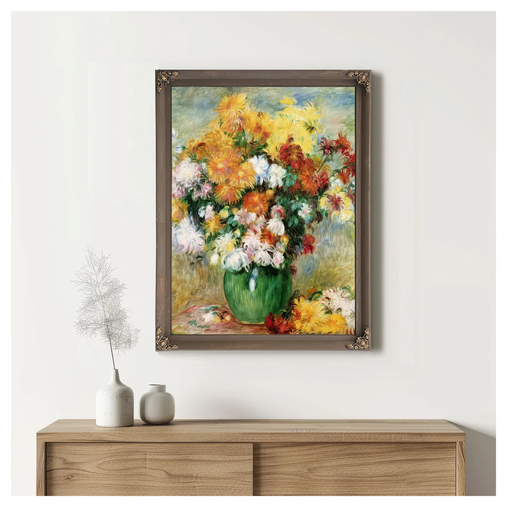 Bouquet Of Chrysanthemums By Pierre Auguste Renoir Fine Art Print