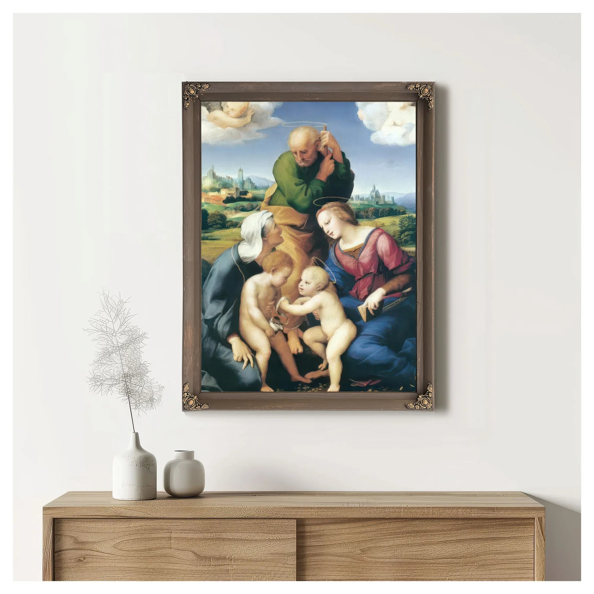 The Virgin Joseph And Elizabeth With Jesus And John By Raphael Fine Art Print