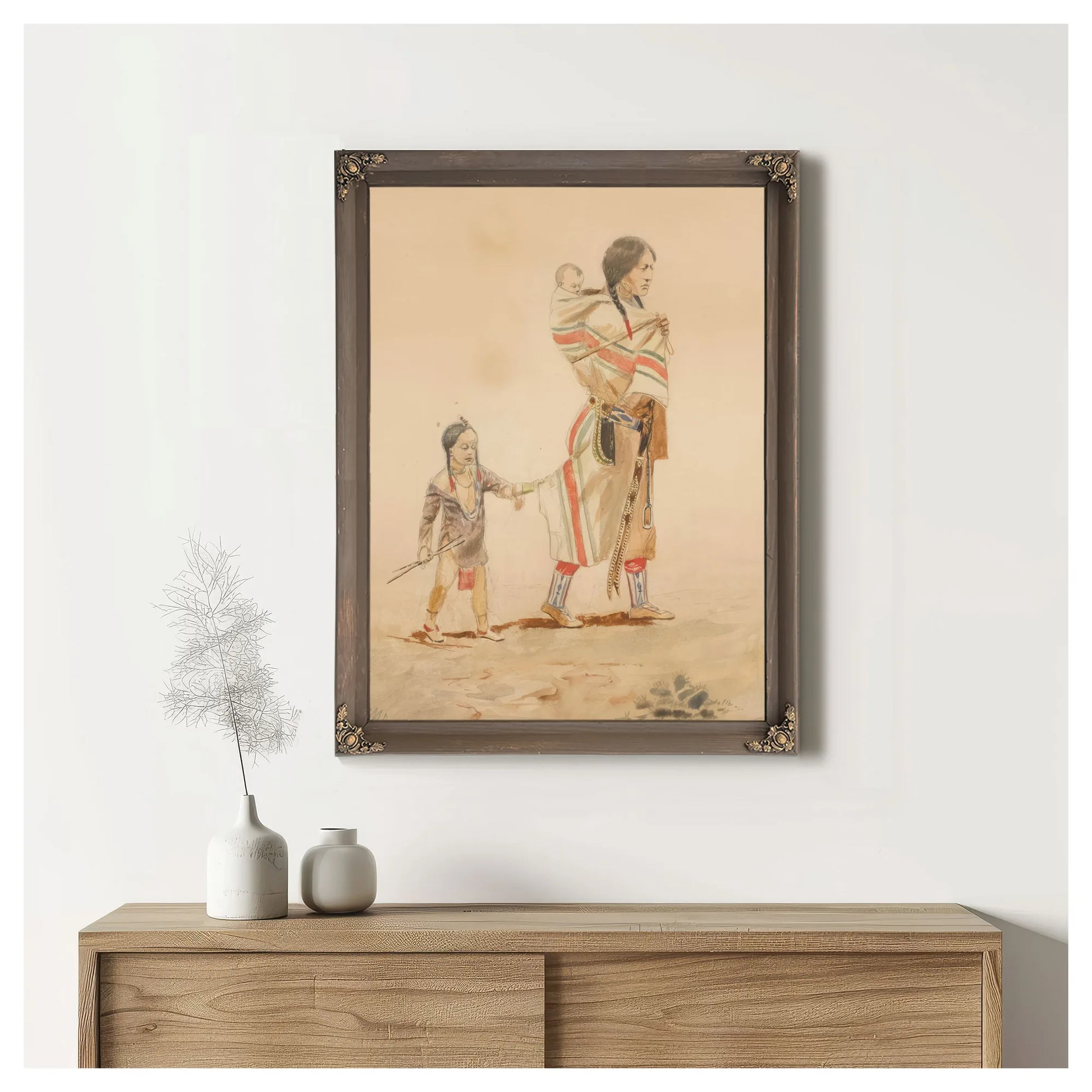 Indian Mother By Charles Marion Russell Fine Art Print