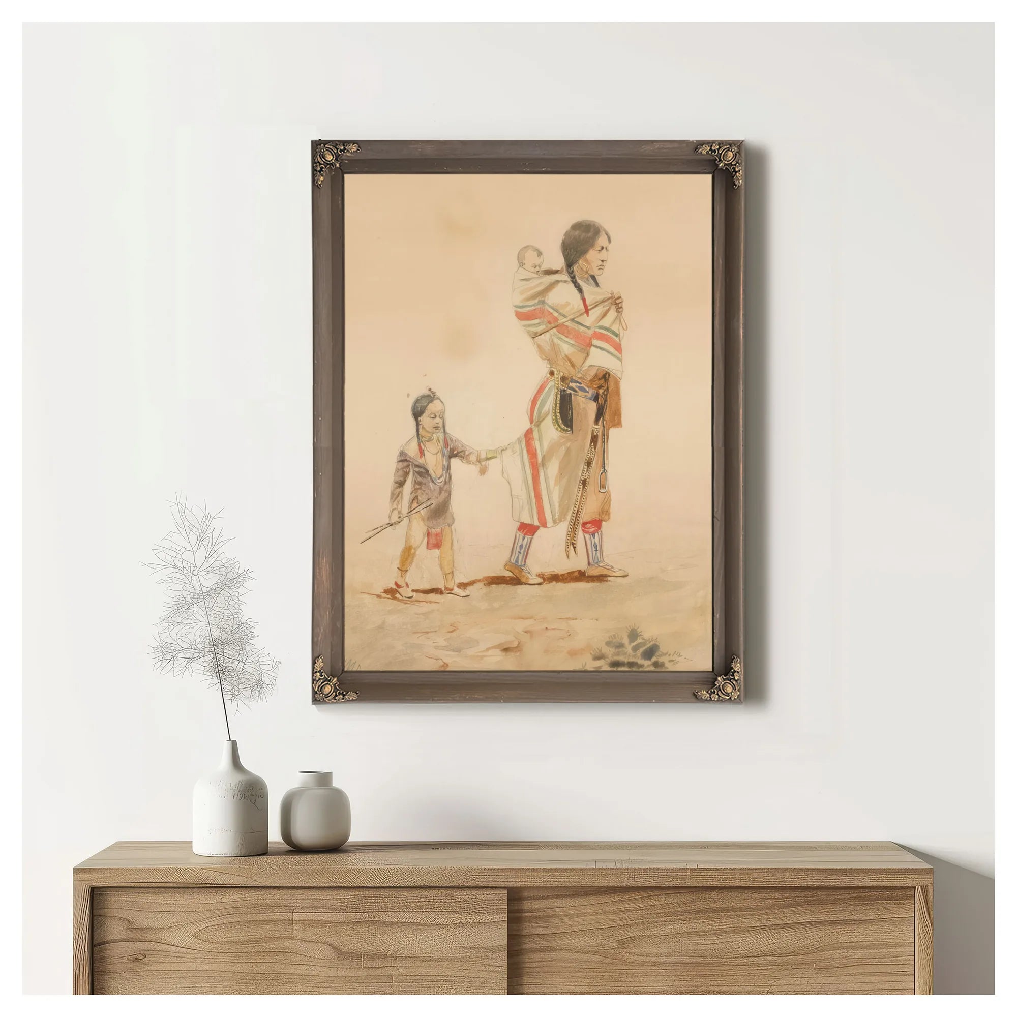 Indian Mother By Charles Marion Russell Fine Art Print