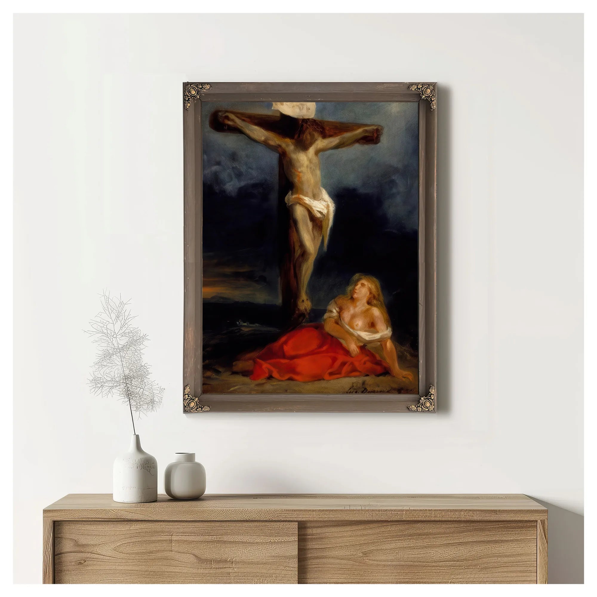 Saint Mary Magdalene At The Foot Of The Cross By Eugene Delacroix Fine Art Print