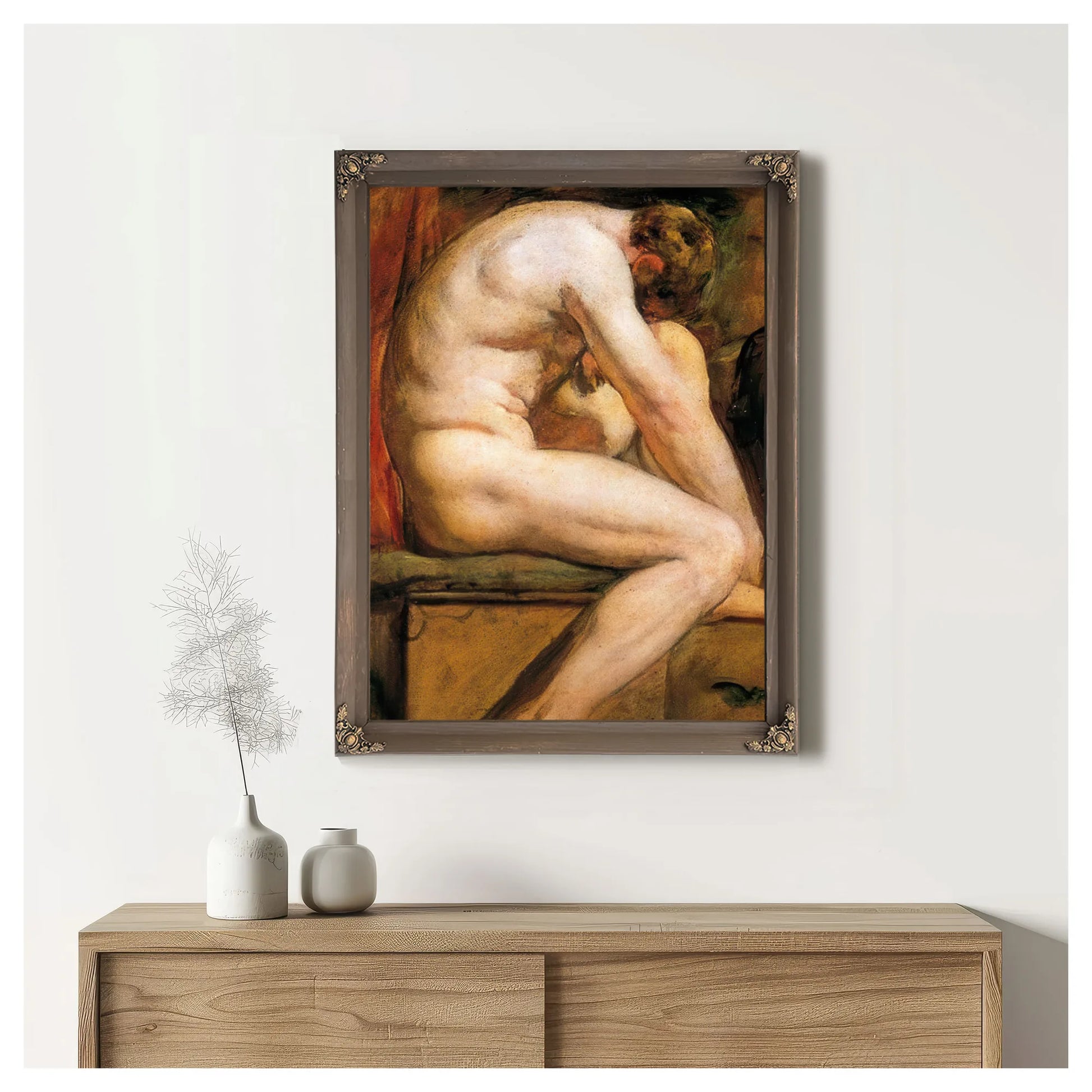 Male Nude Crouching 3 By William Etty Fine Art Print