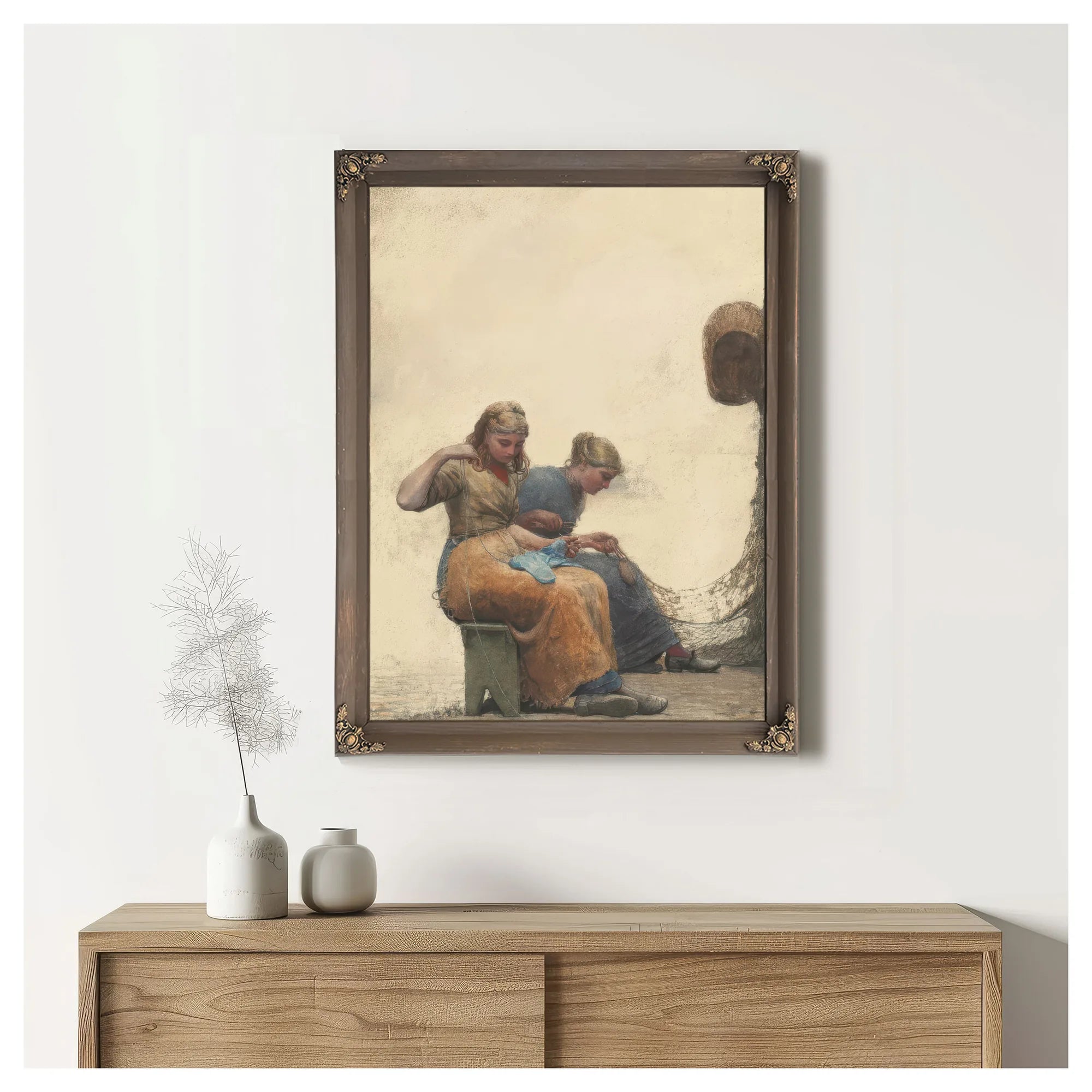 Mending The Nets By Winslow Homer Fine Art Print