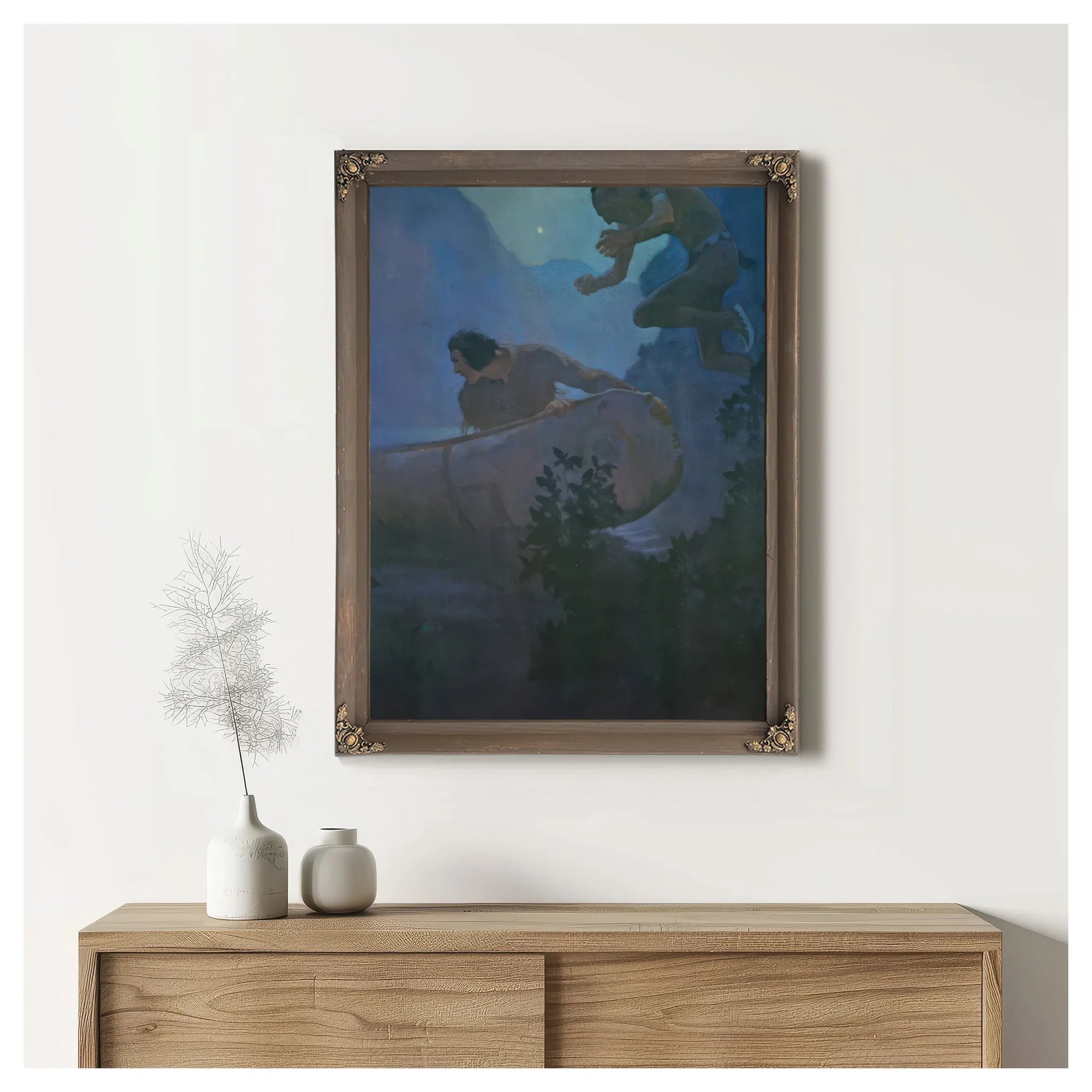 Deerslayer Threw All His Force Into A Desperate Effort By NC Wyeth Fine Art Print