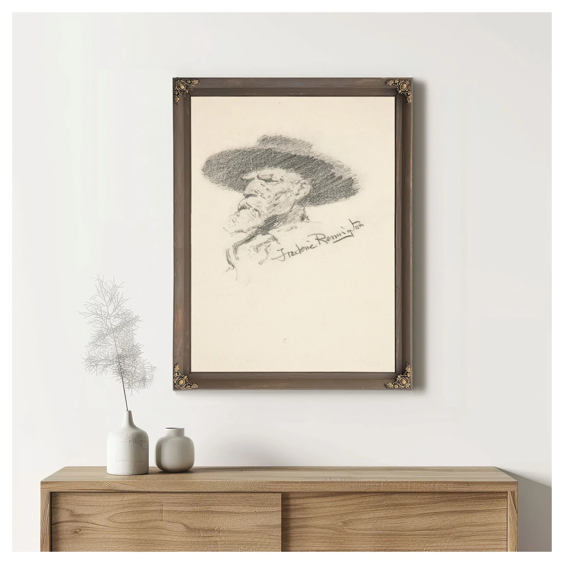 Head Of A Man  by Frederic Remington
