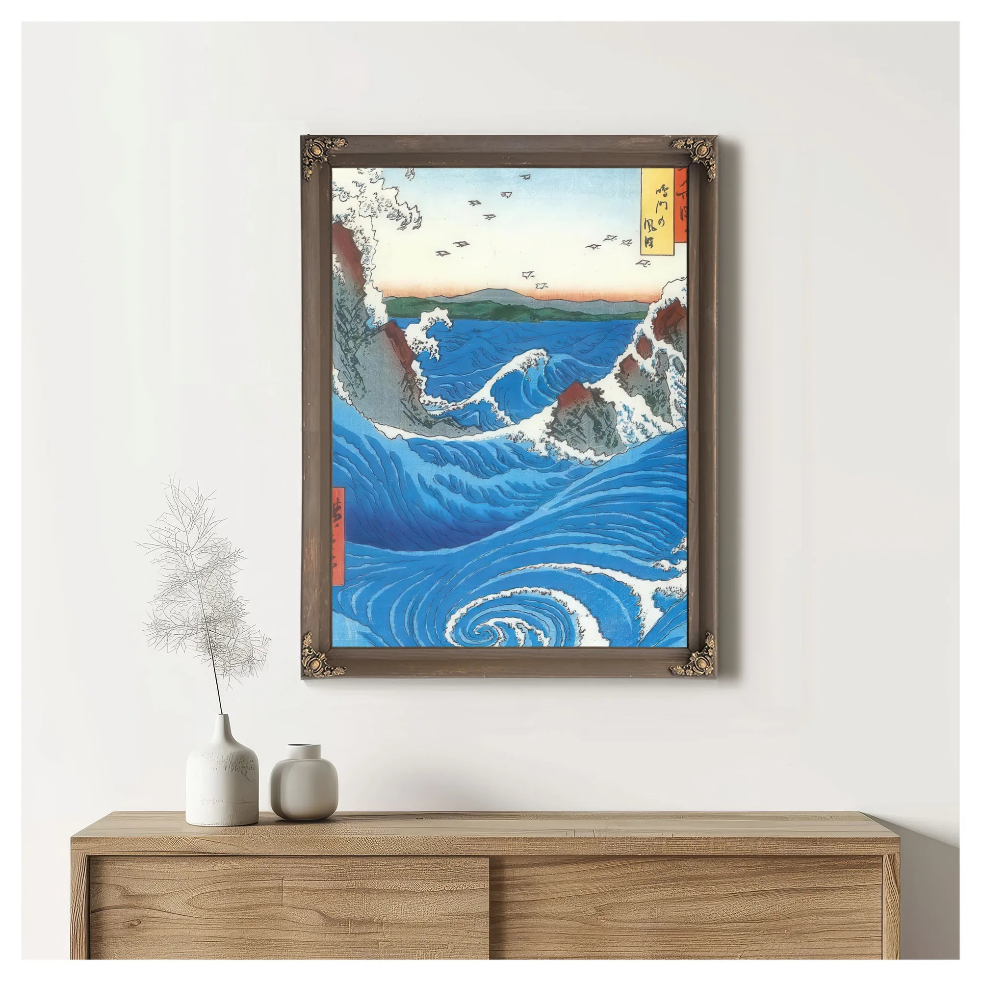 Wild Sea Breaking On The Rocks By Hiroshige Fine Art Print