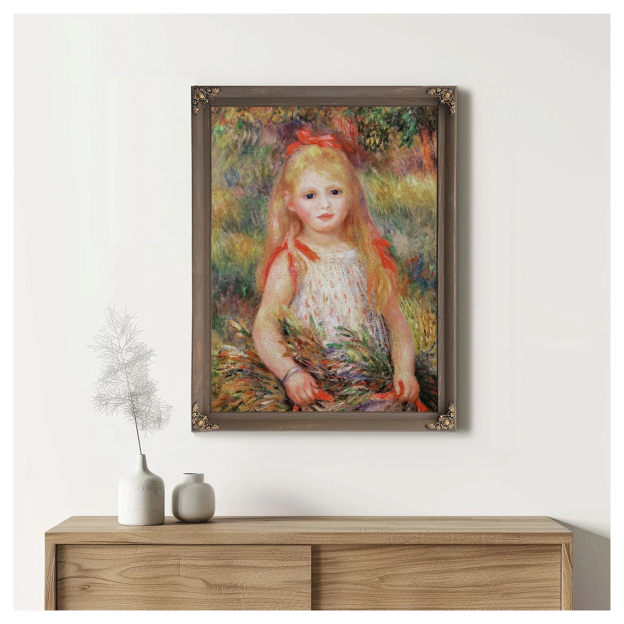 Little Girl Carrying Flowers, Or The Little Gleaner By Pierre Auguste Renoir Fine Art Print