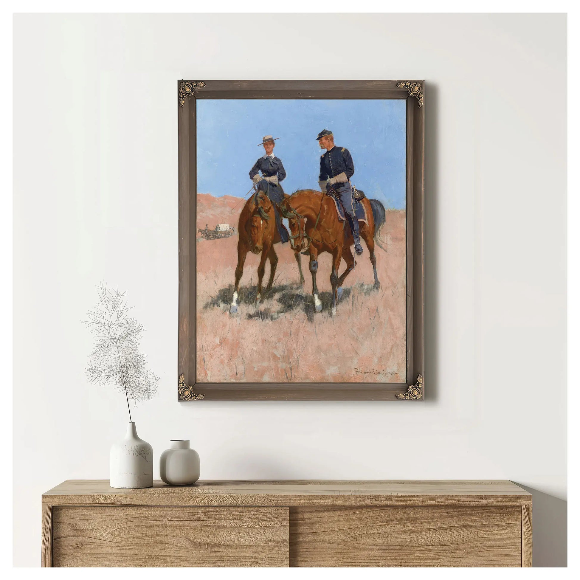 Belle Mckeever And Lt Edgar Wheelock C by Frederic Remington