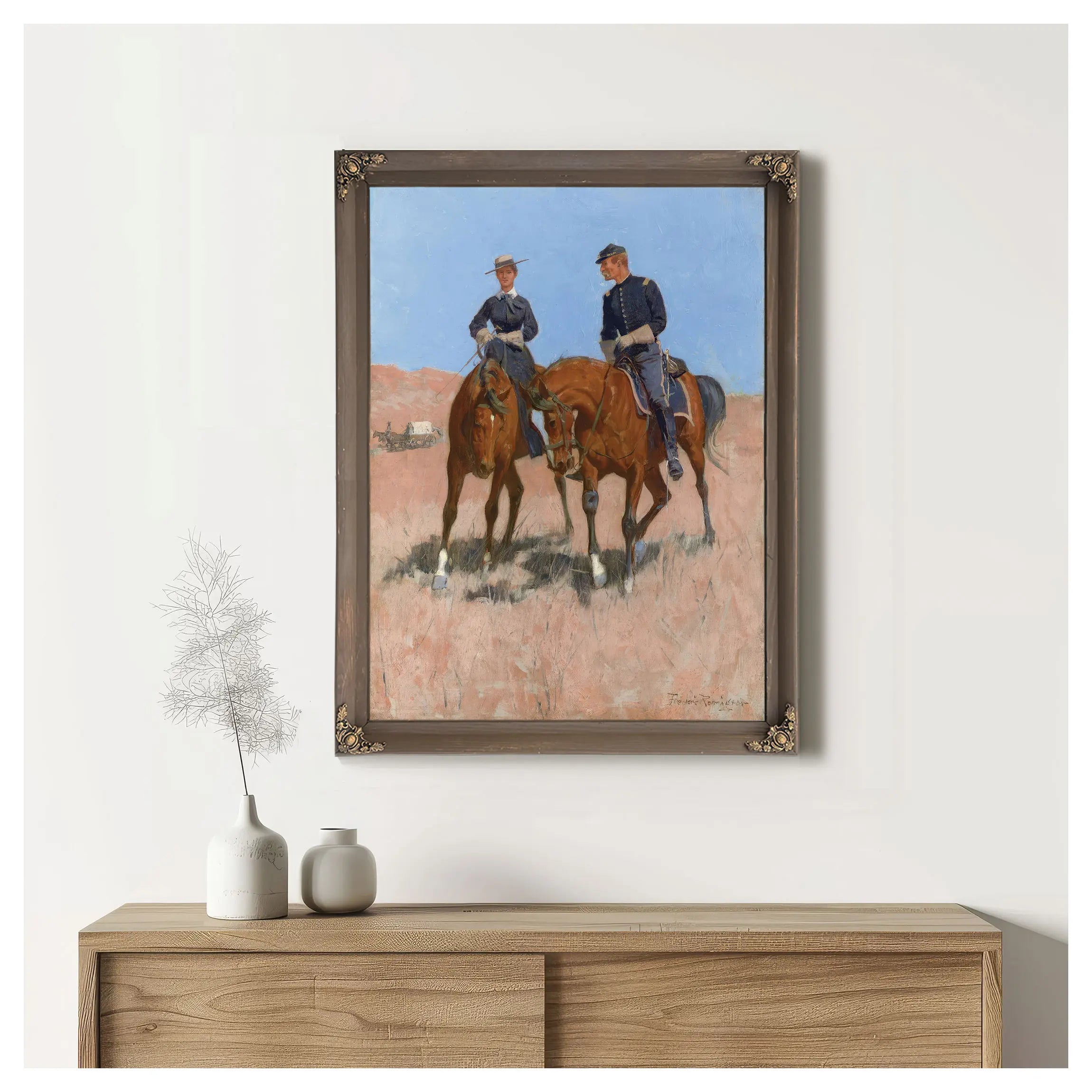 Belle Mckeever And Lt Edgar Wheelock C by Frederic Remington