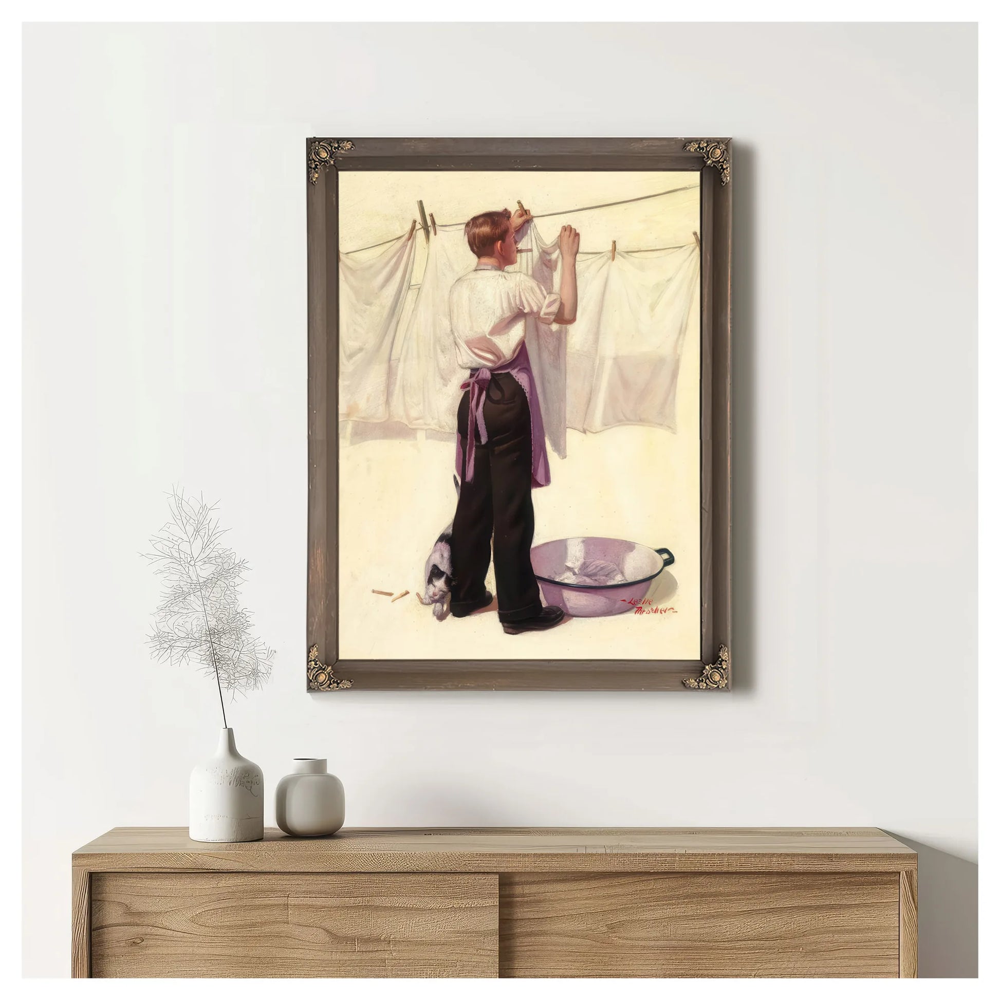 Hanging The Laundry Liberty Cover C. 1925 By Leslie Thrasher Fine Art Print