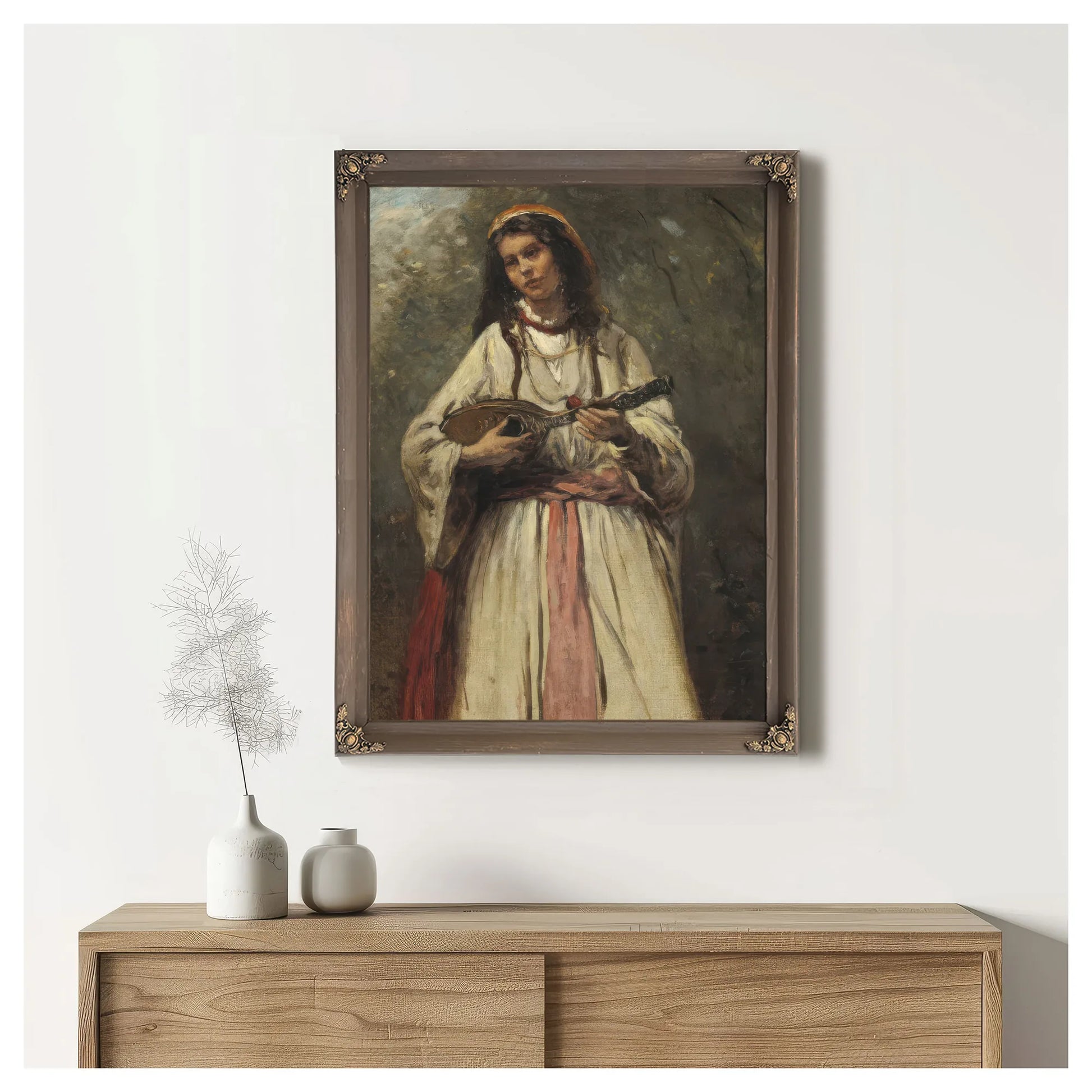 Gypsy Girl With Mandolin By Jean Baptiste Camille Corot Fine Art Print