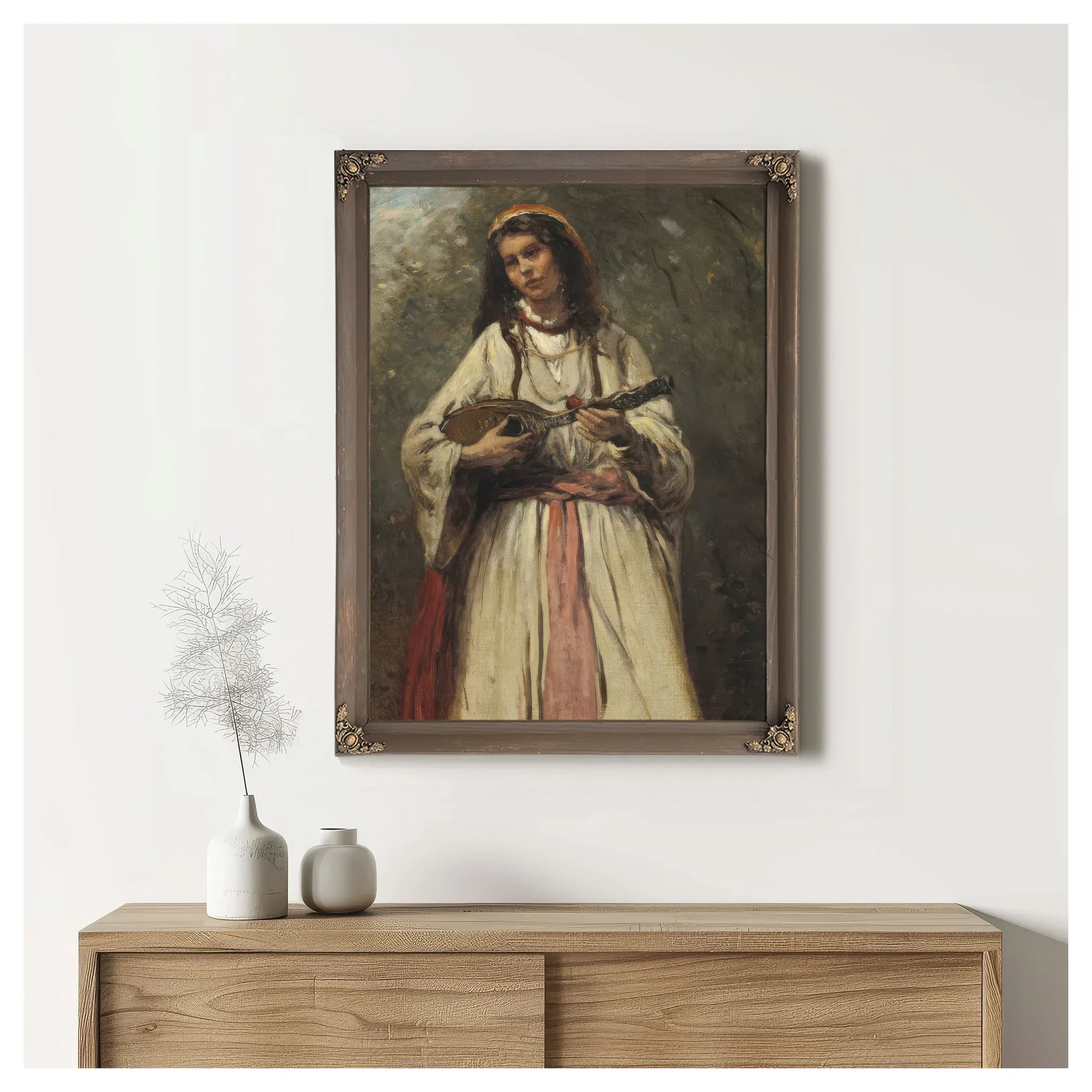 Gypsy Girl With Mandolin By Jean Baptiste Camille Corot Fine Art Print