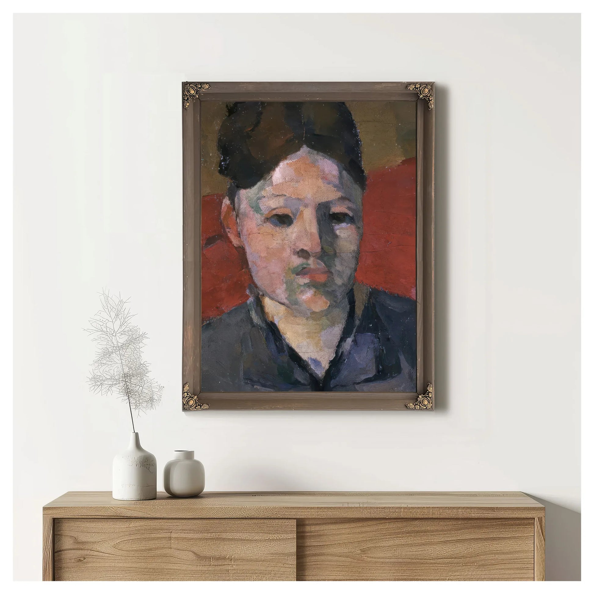 Detail Of Woman's Head From The Artist's Wife In A Red Armchair By Paul Cezanne Fine Art Print
