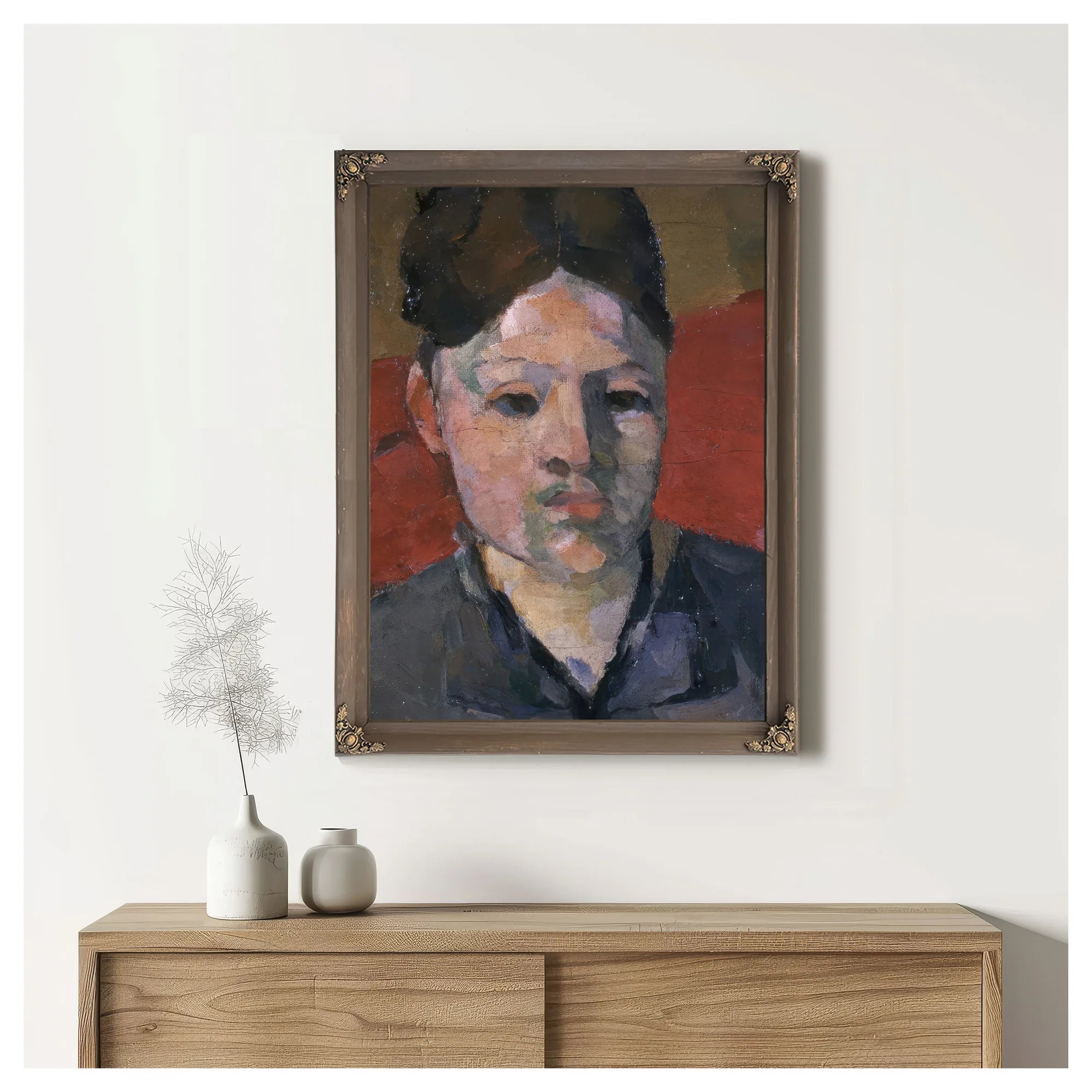 Detail Of Woman's Head From The Artist's Wife In A Red Armchair By Paul Cezanne Fine Art Print