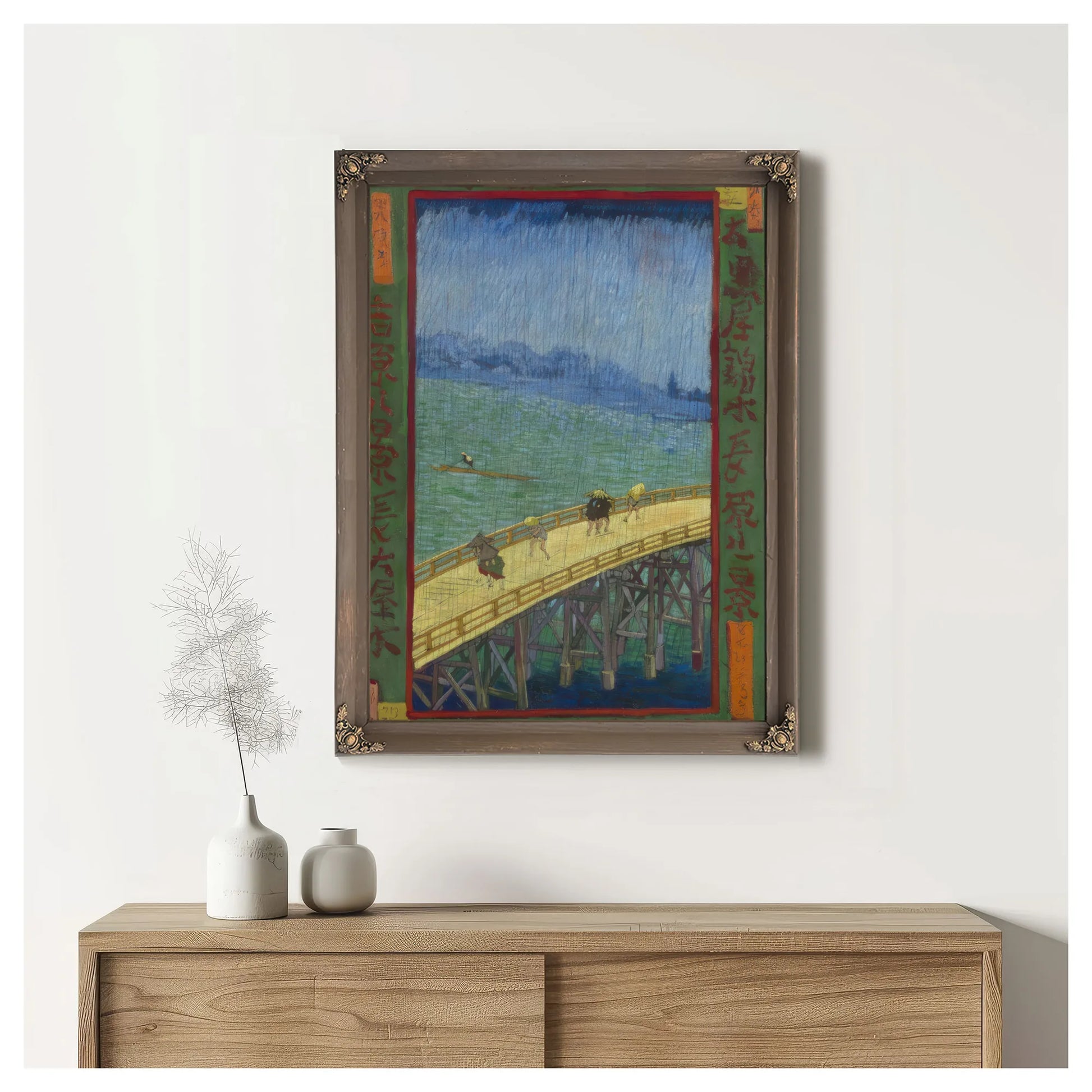 Bridge In The Rain After Hiroshige By Vincent Van Gogh Fine Art Print