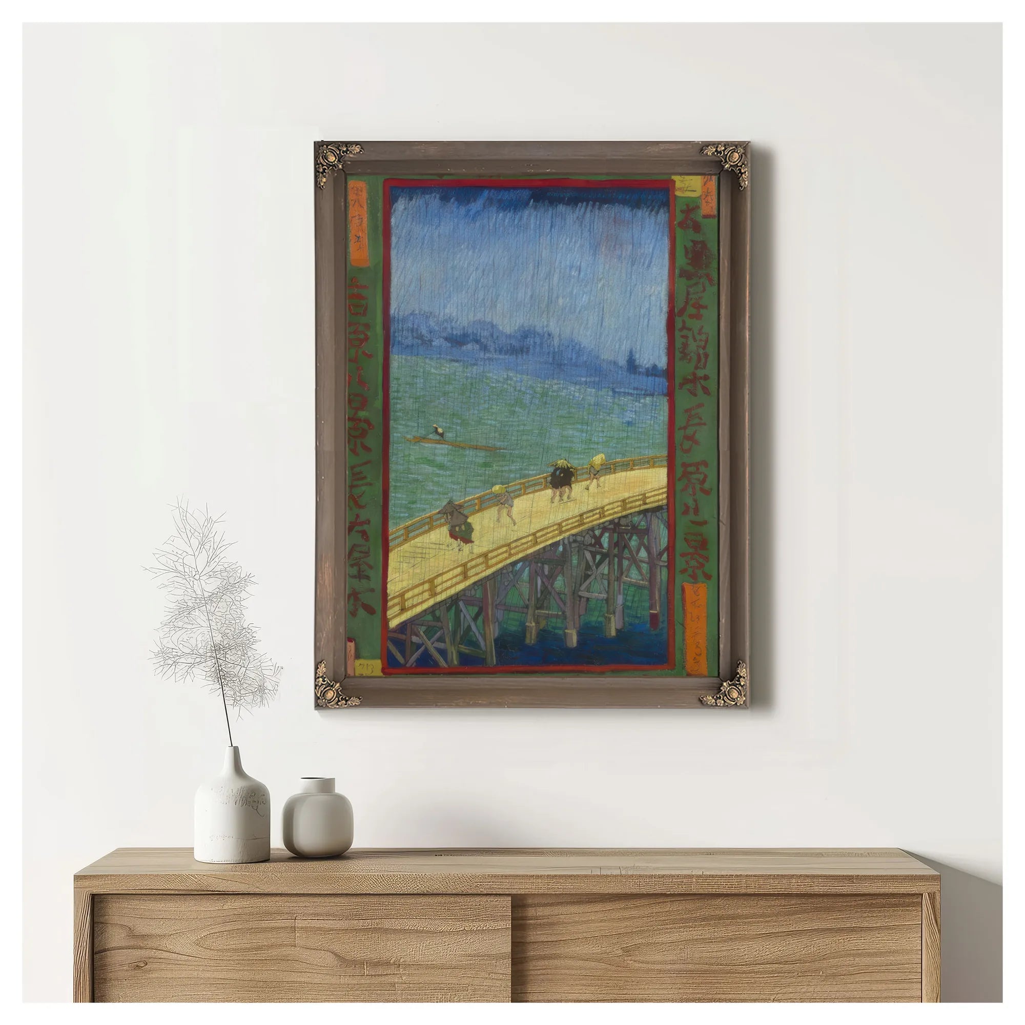 Bridge In The Rain After Hiroshige By Vincent Van Gogh Fine Art Print