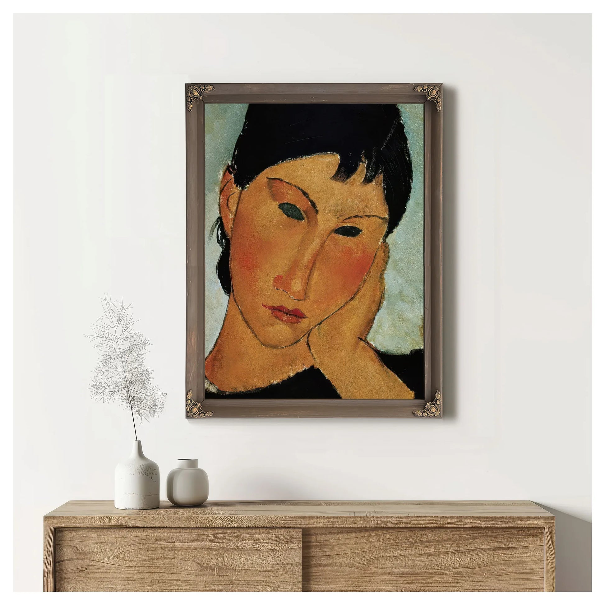 Detail Of Female Head From Elvira Resting At A Table By Amedeo Modigliani Fine Art Print