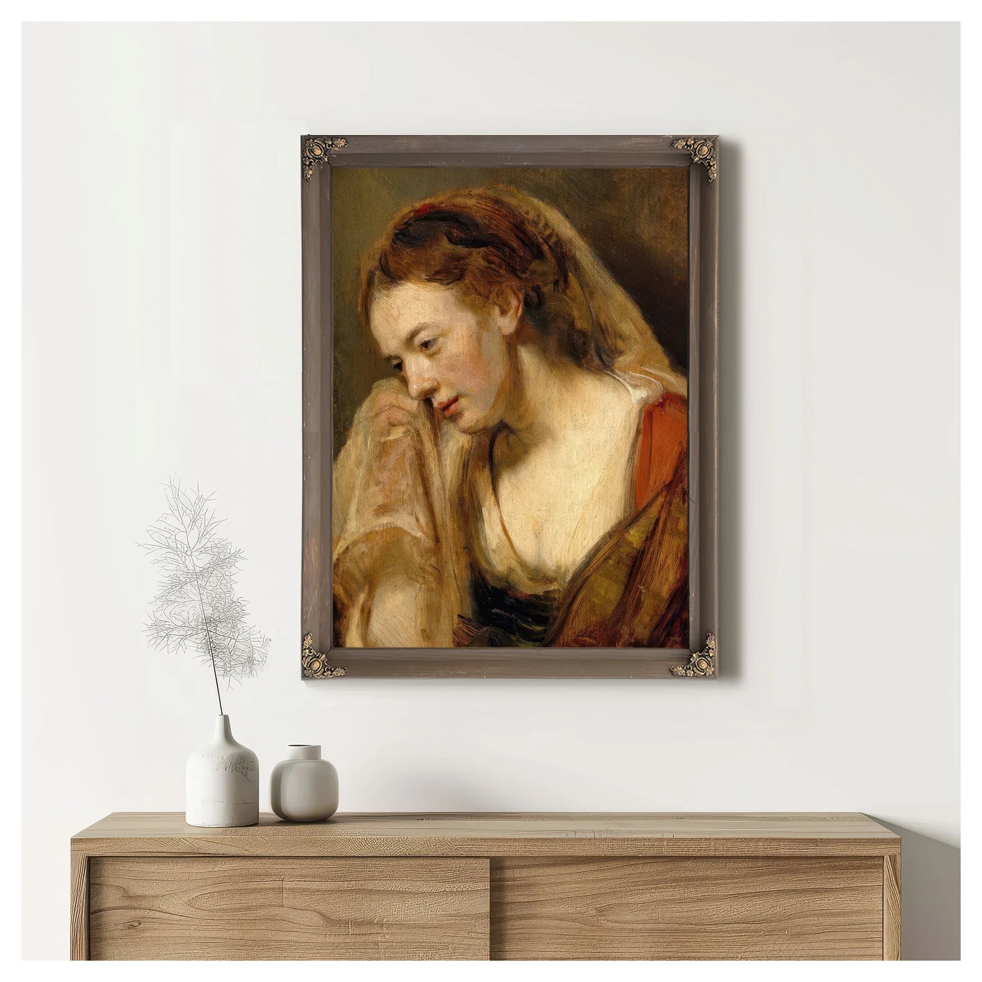 A Weeping Woman By Rembrandt Fine Art Print
