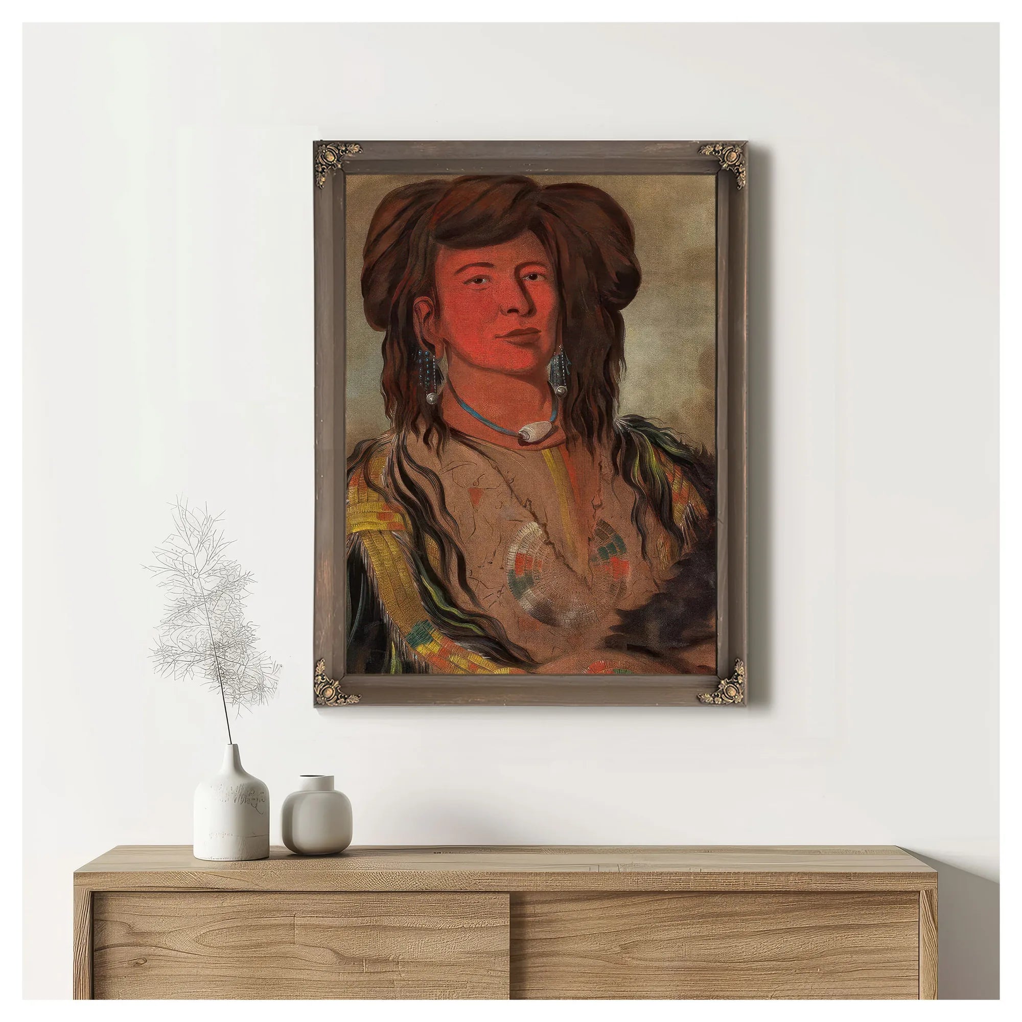 One Horn, Head Chief Of The Miniconjou Tribe, Teton Dakota (Western Sioux) By George Catlin Fine Art Print
