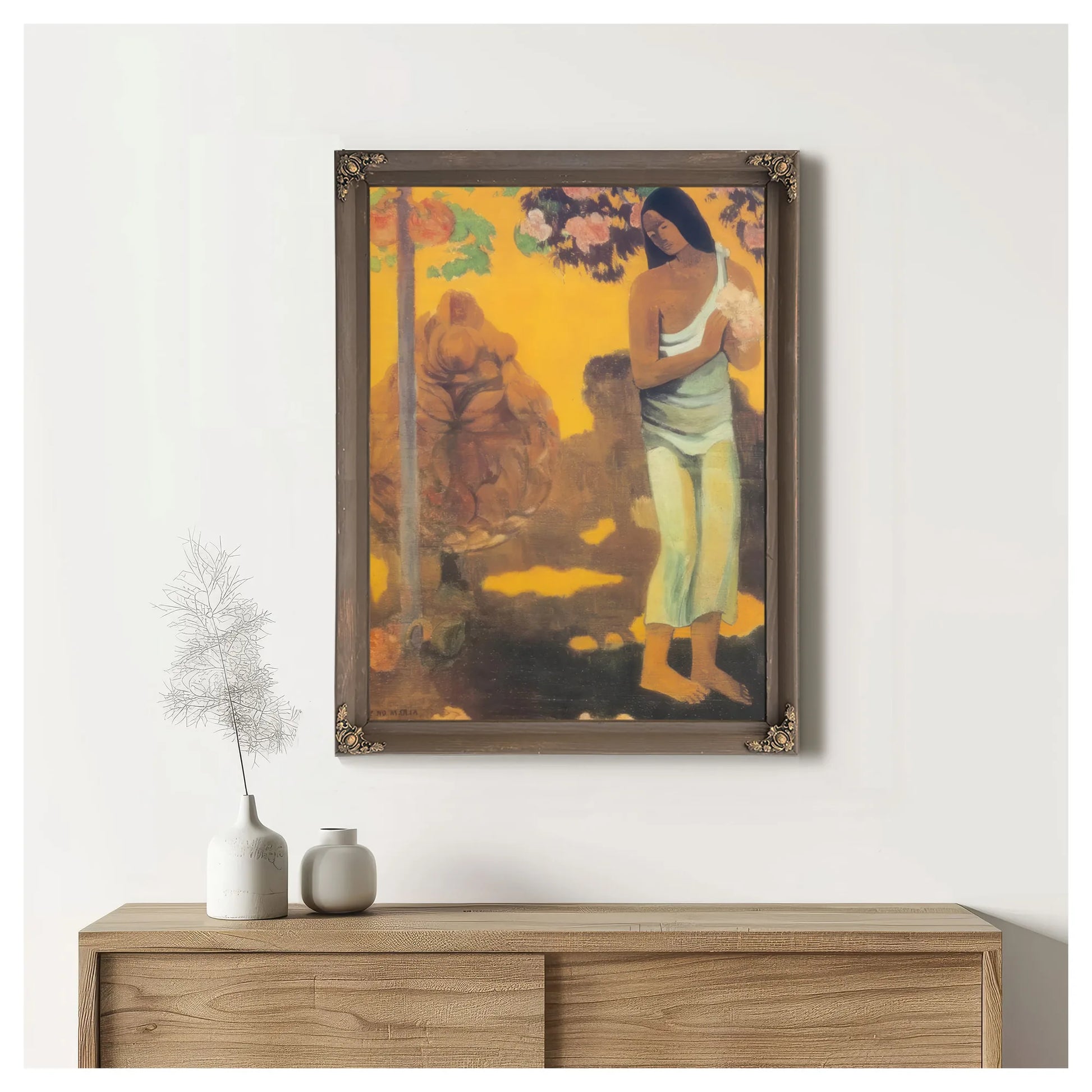 Te Avae No Maria ( The Month Of Mary) Or Woman Carrying Flowers By Paul Gauguin Fine Art Print