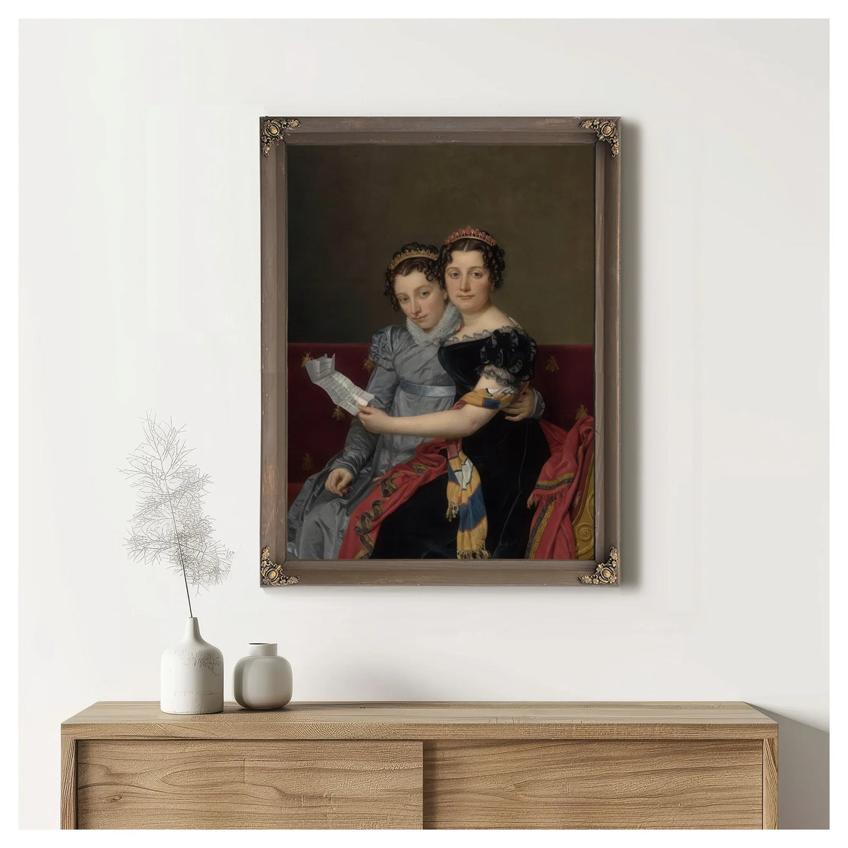 Portrait Of The Sisters Ze Nai De And Charlotte Bonaparte By Jacques Louis David Fine Art Print
