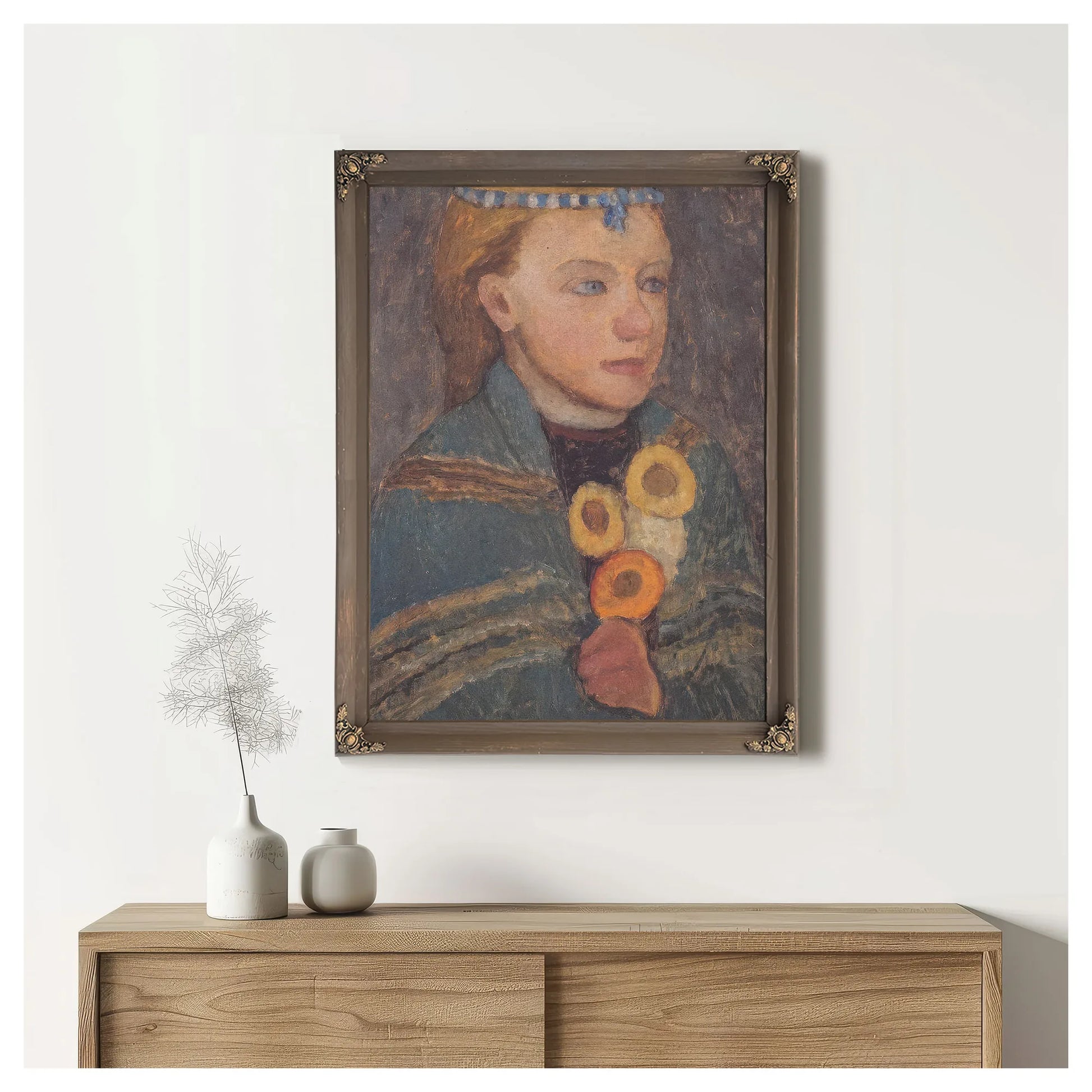 Girl With Blue And White Chain In Her Hair By Paula Modersohn Becker Fine Art Print