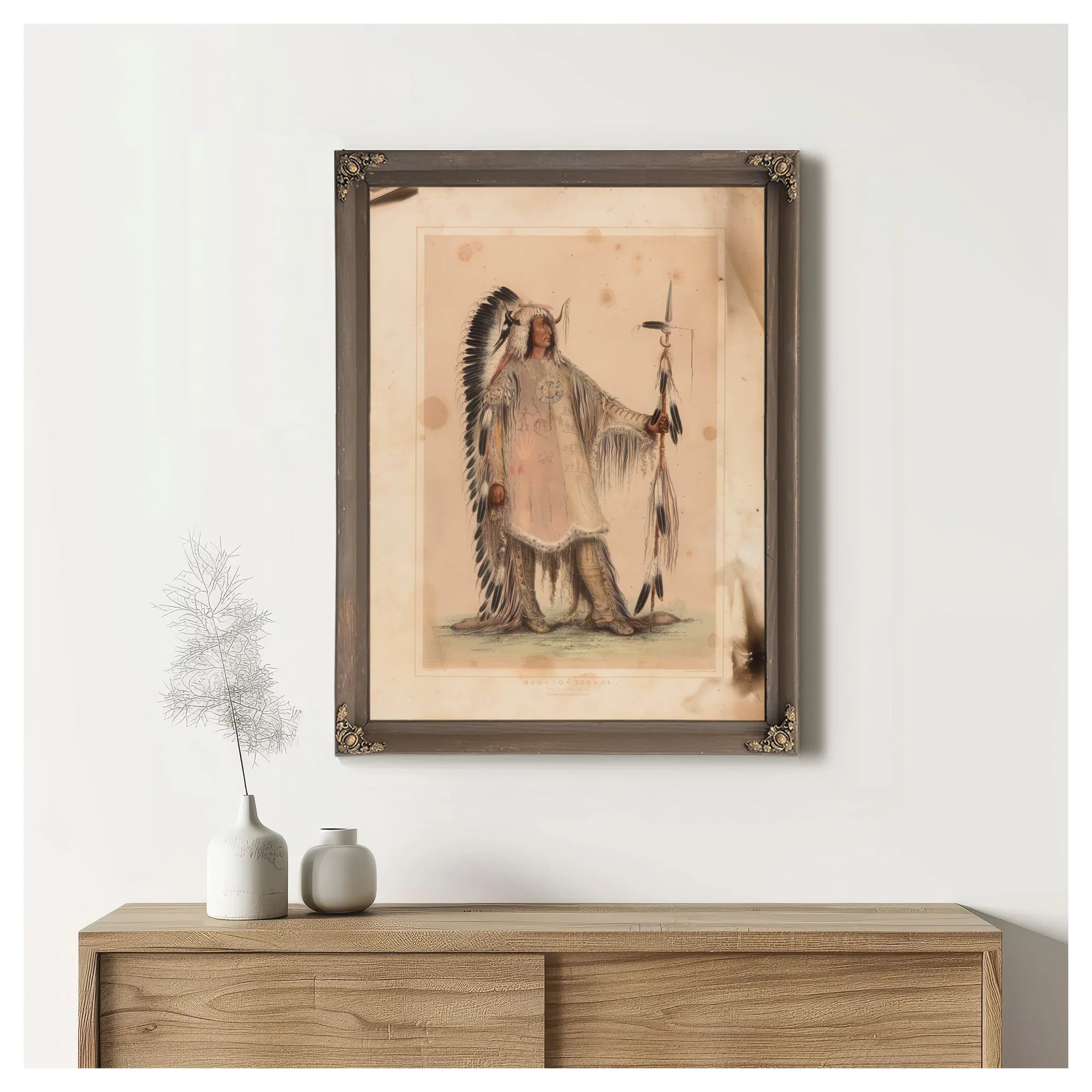 Mah To Toh Pa, The Mandan Chief By George Catlin Fine Art Print