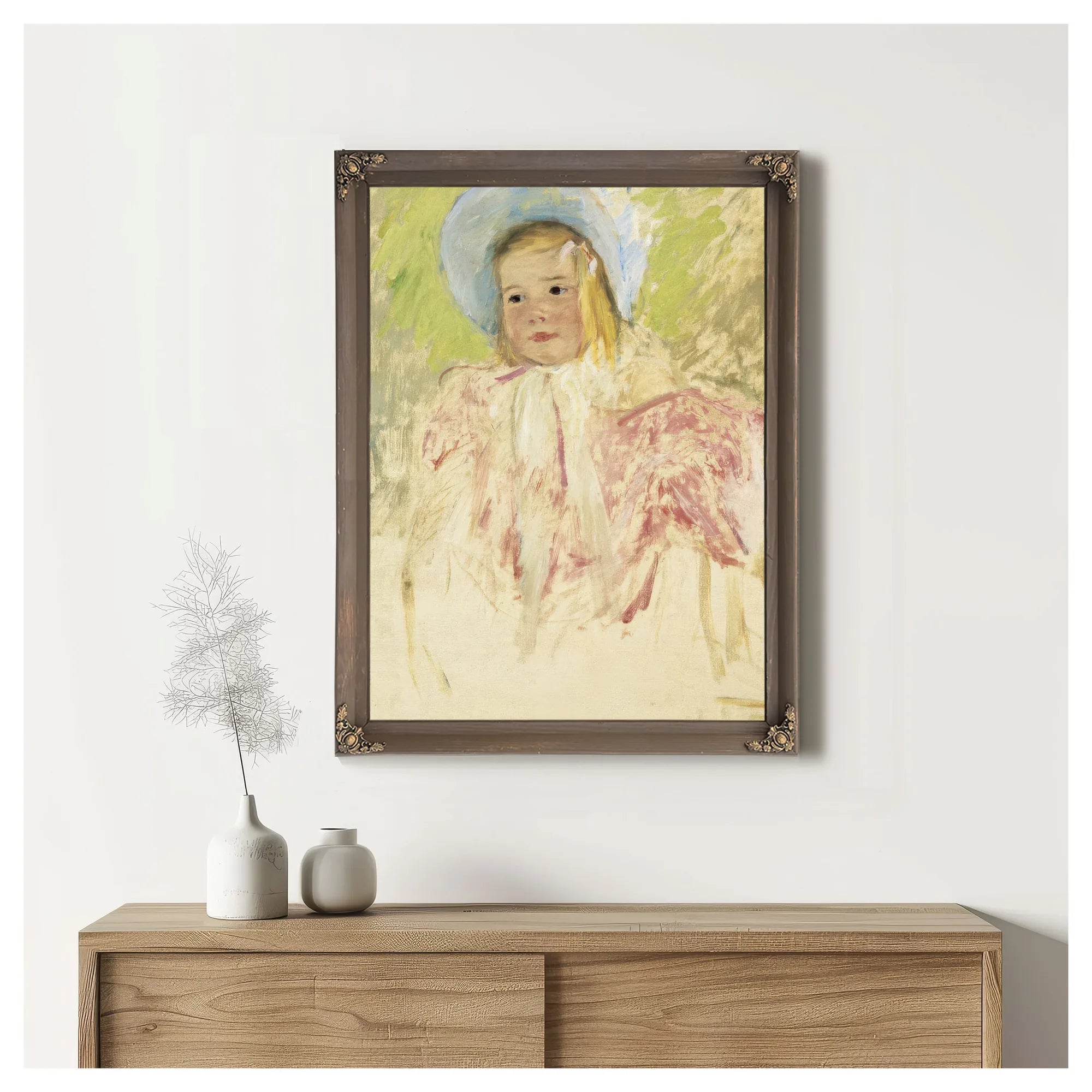 Simone In A Blue Bonnet (No. 1) By Mary Cassatt Fine Art Print