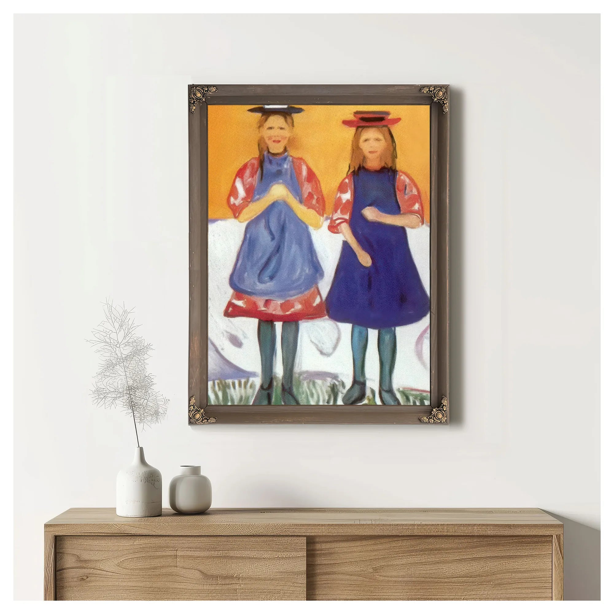 Two Girls In Blue Smocks 190405 By Edvard Munch Fine Art Print